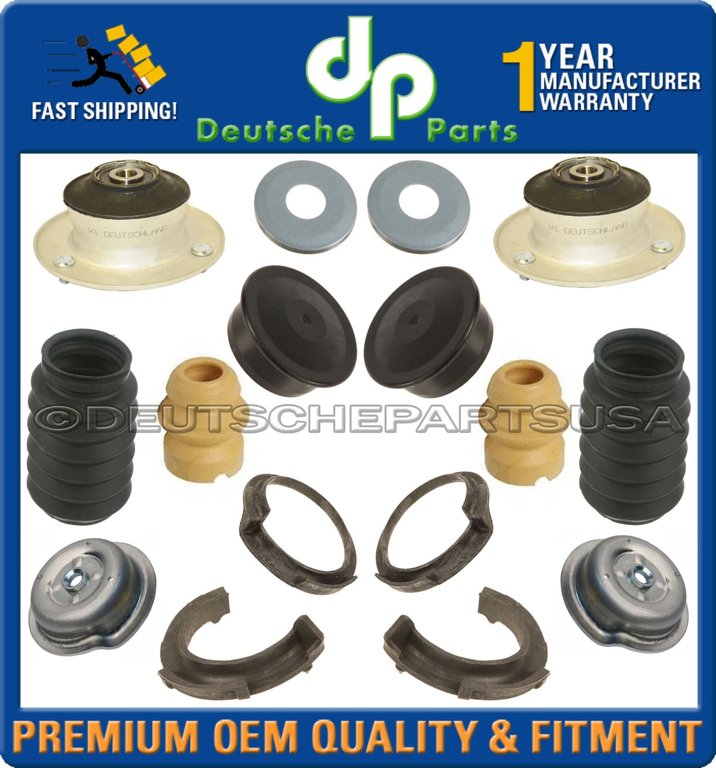 Front Shock Strut Mount Mounts Bearing for BMW E90 323i 325i 328i Kit 16 Pc