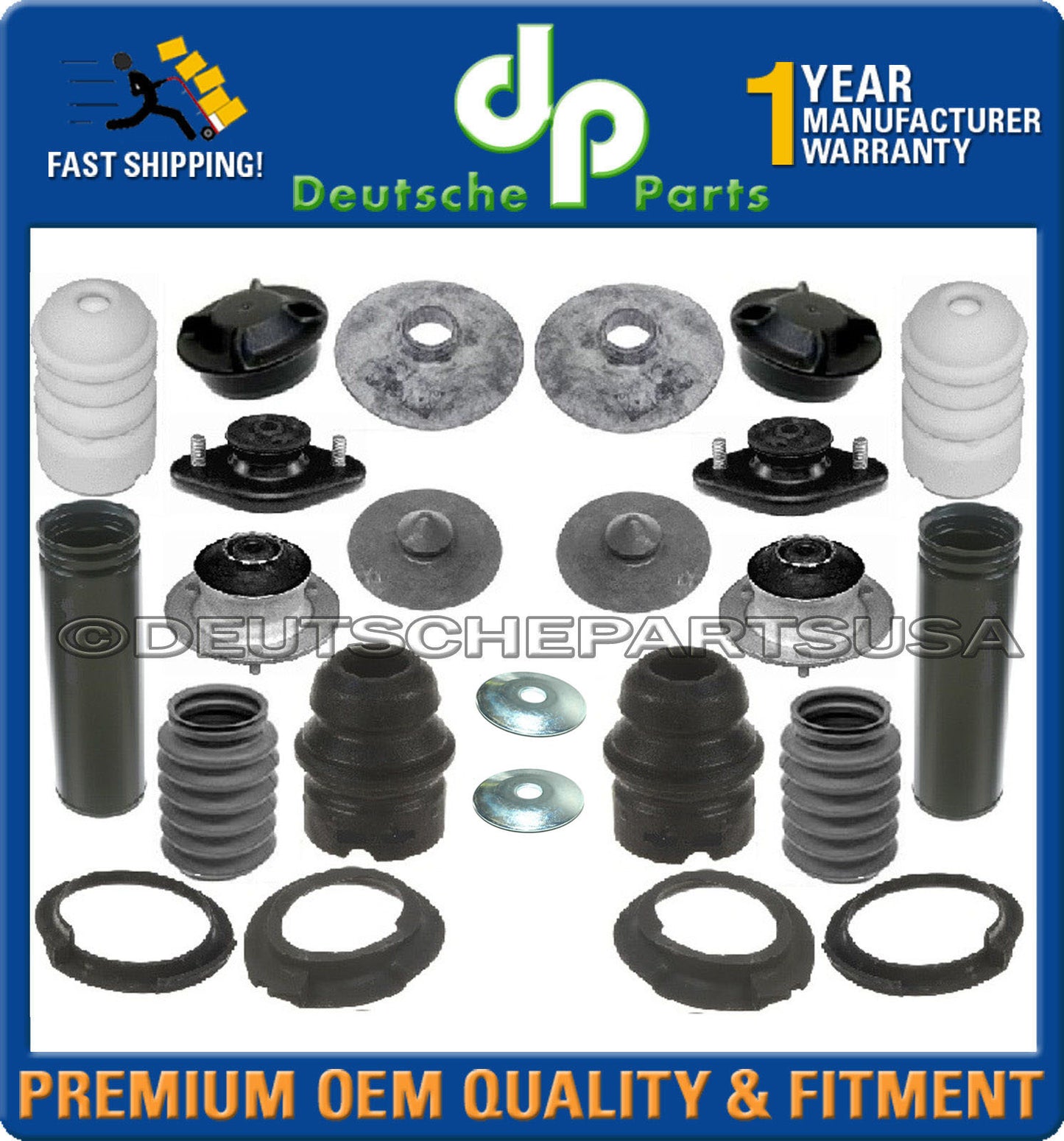BMW E46 FRONT + REAR STRUT BEARINGS SHOCK MOUNT MOUNTS MOUNTING SUSPENSION KIT