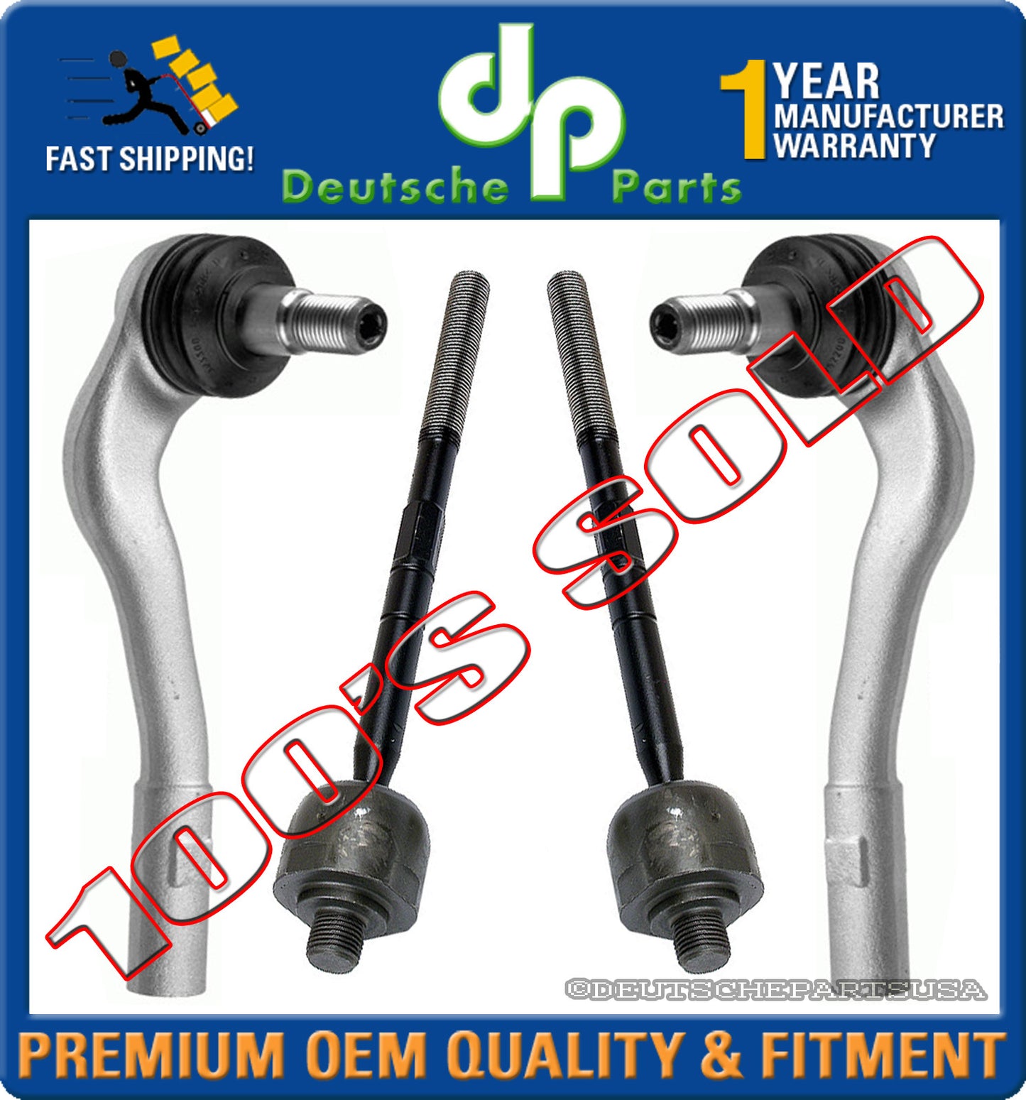 MERCEDES W203 C240 C320 C230 CLK320 CLK500 TIE ROD RODS INNER OUTER SET 4 PCS