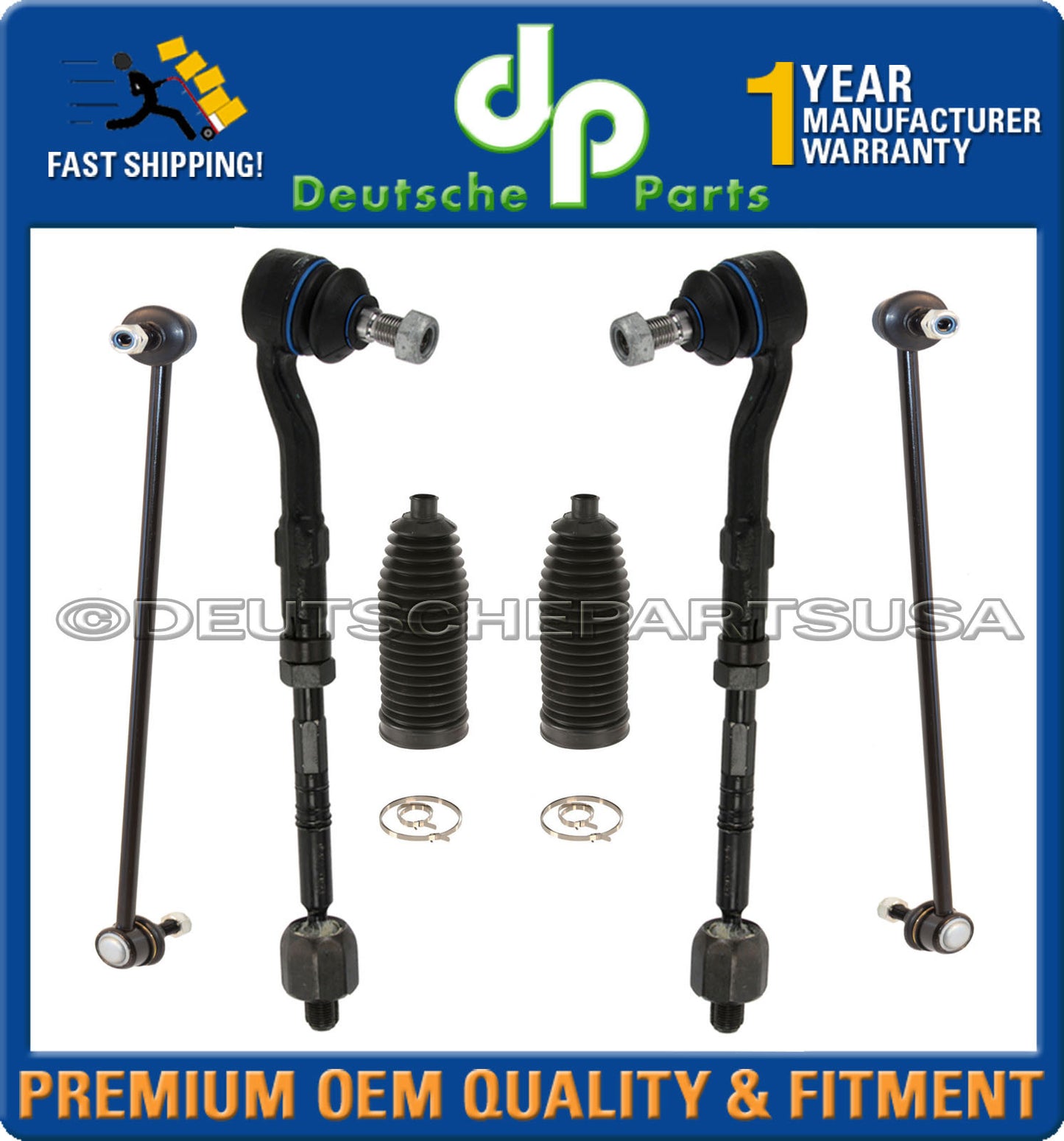 STEERING Tie Rod Rods + Rack Boot + SWAY BAR Link LINKS for BMW E60 Xi SET 6