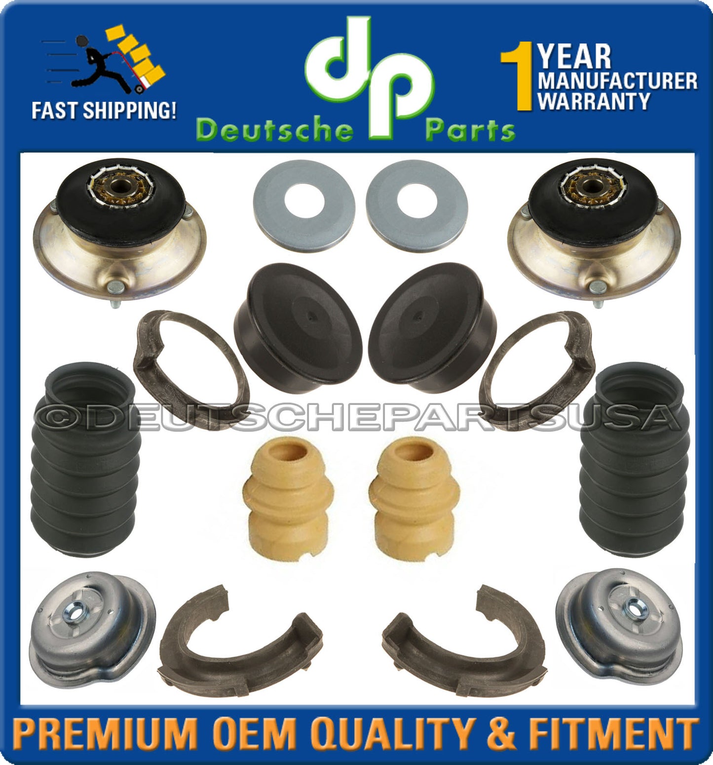 Front Shock Strut Mount Mounts Bump Stop Spring Plate Bearing for BMW E90 Kit 16