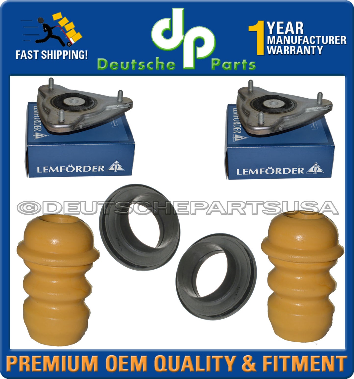 Porsche 911 996 986 987 Front Upper Strut Mounts + Bearings + Bump Stops Set 8