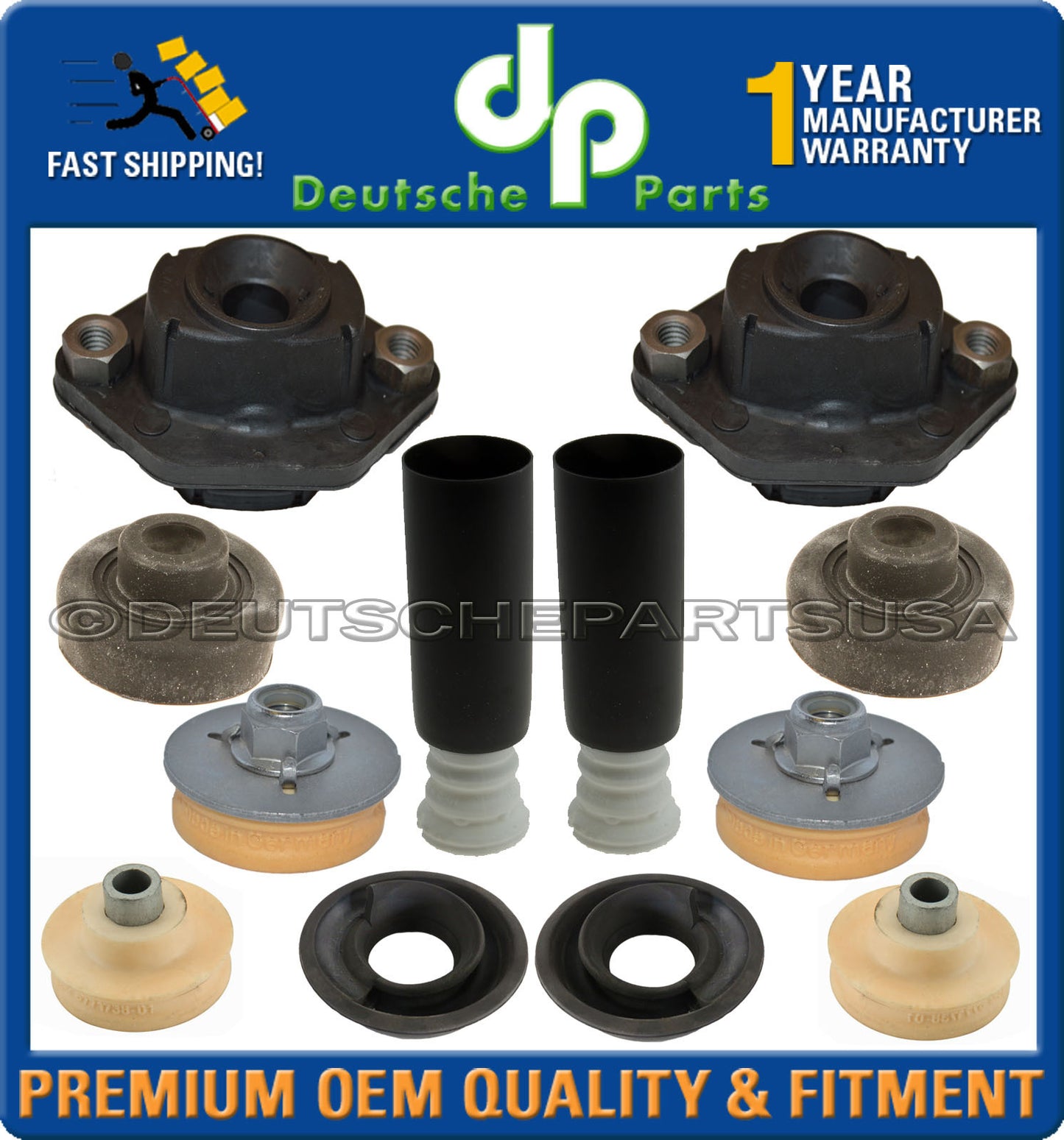 Rear UPP + LOW Shock Strut Mount Mounts Bump Stop for BMW E82 E88 E90 Kit 12 Pc