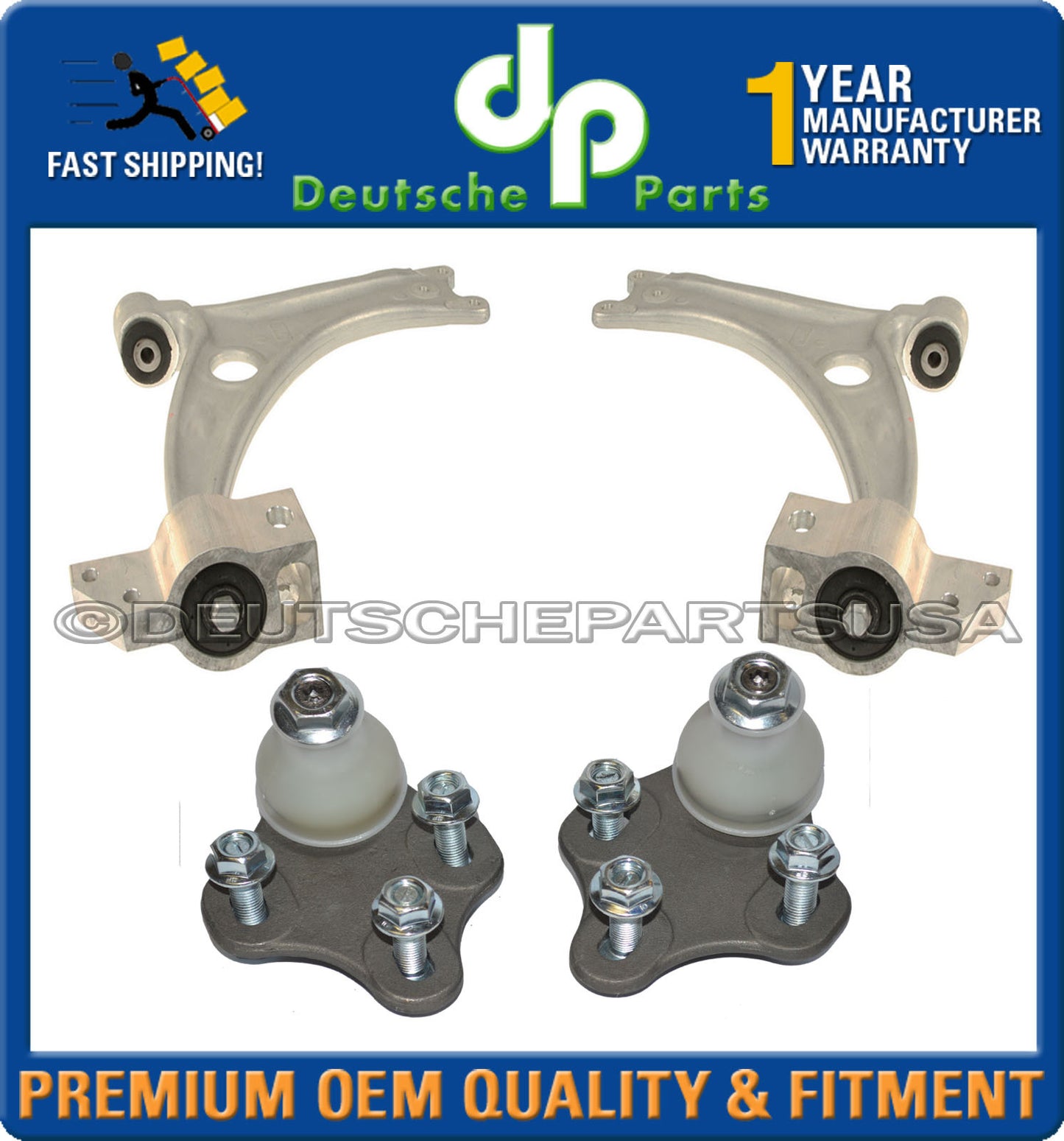 AUDI TT & TT QUATTRO FRONT CONTROL ARM ARMS + BUSHING + BALL JOINT JOINTS SET 4p
