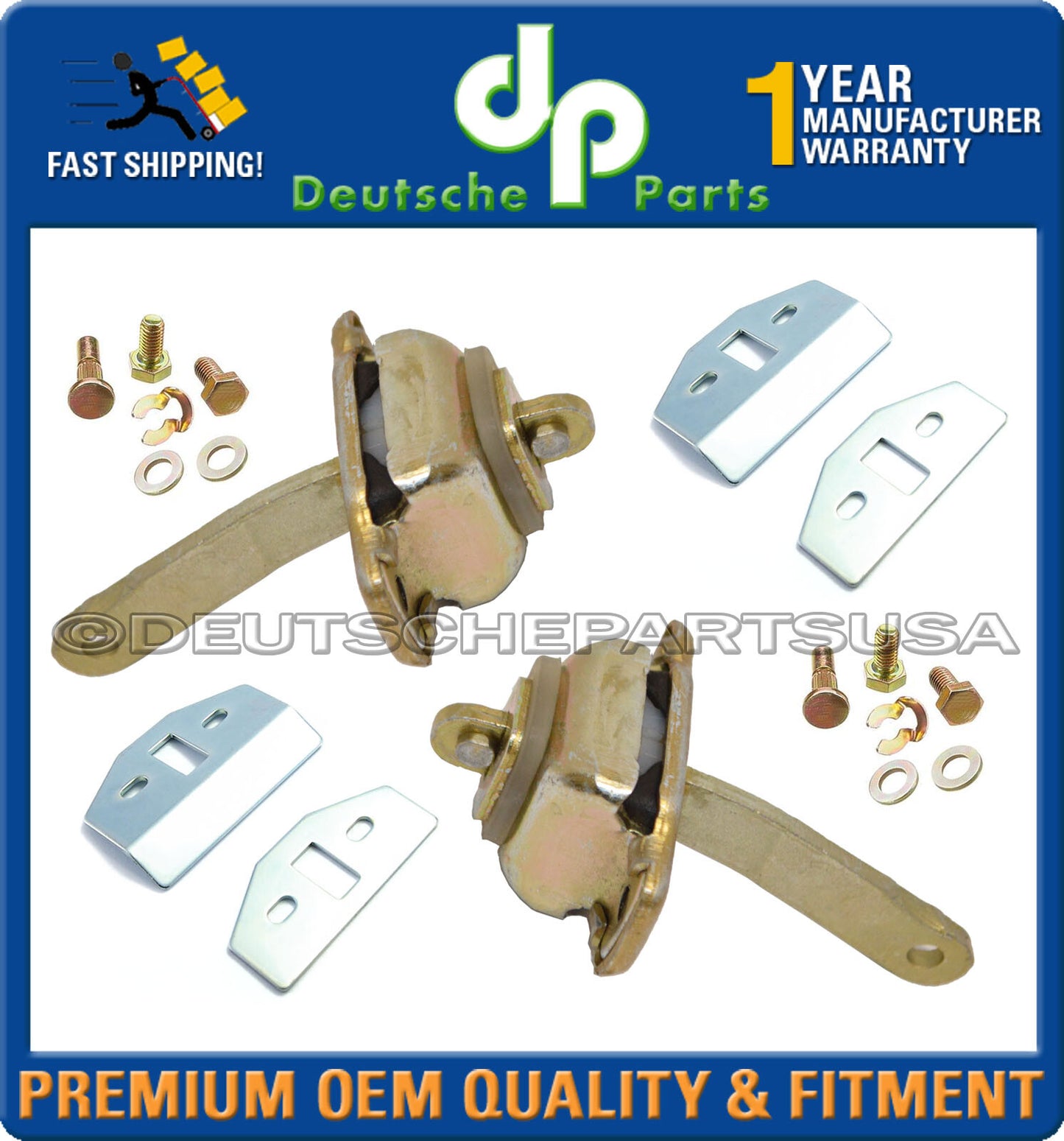 PORSCHE 944 924 968 DOOR STOP STOPPER CHECK STRAP LATCH Repair Plate KIT SET 6