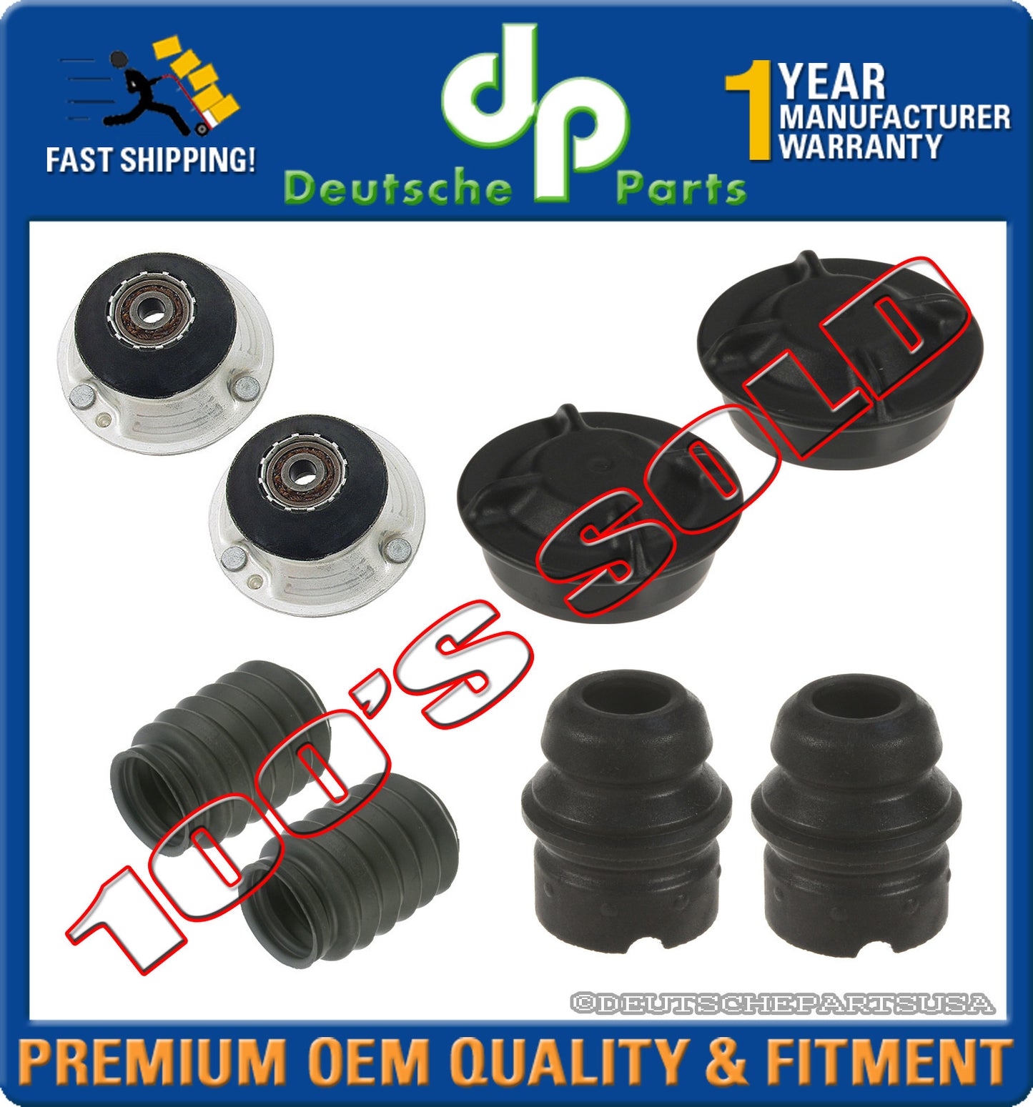 FRONT STRUT SHOCK MOUNT MOUNTS BEARINGS BUMP STOP SUSPENSION KIT 8 for BMW E46