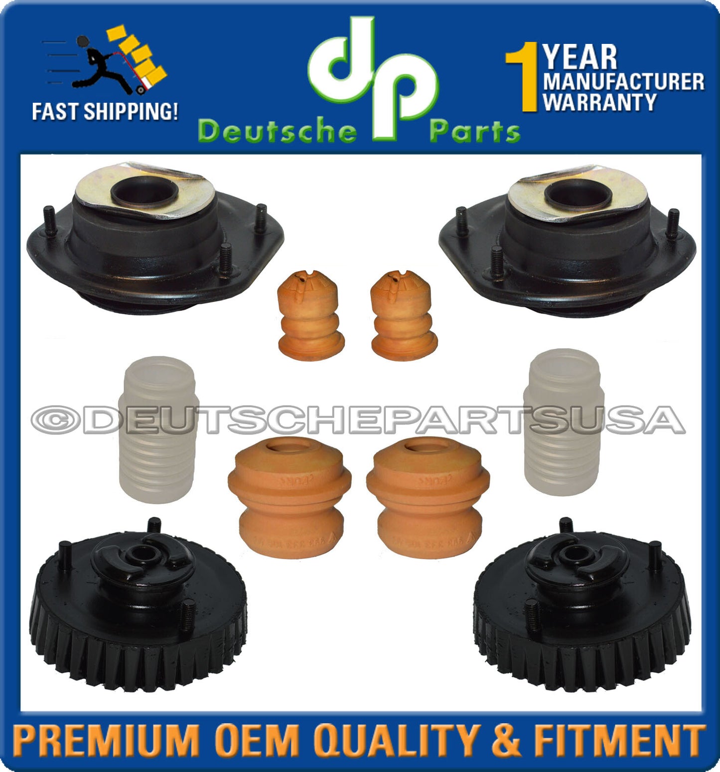 Porsche 911 964 Front + Rear Upper Shock Flange TOP Mount Mounts Bearing Set 10