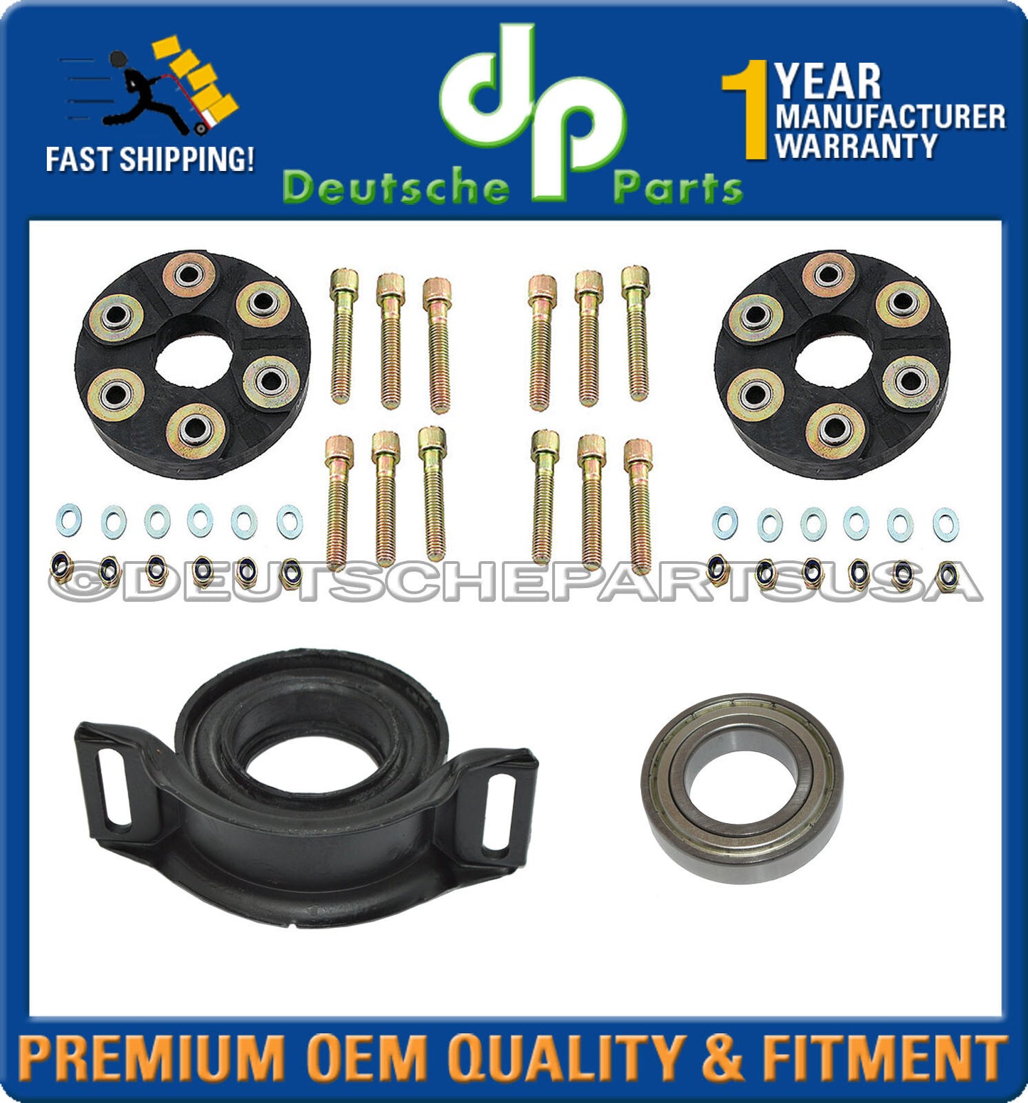 OEM Mercedes Driveshaft Bearing Support Mount Flex Disc Joint 1264100415 SET 4