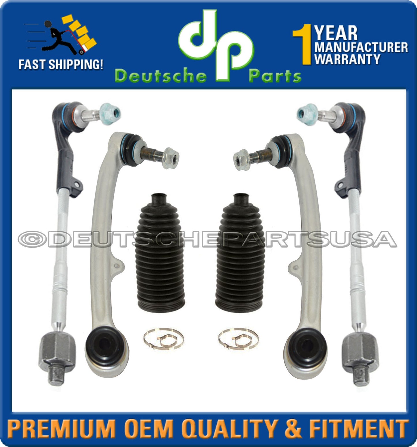 Front Lower Control Arms Ball Joints Tie Rods Rack Boots BMW 1 M M3 E90 LR SET 6