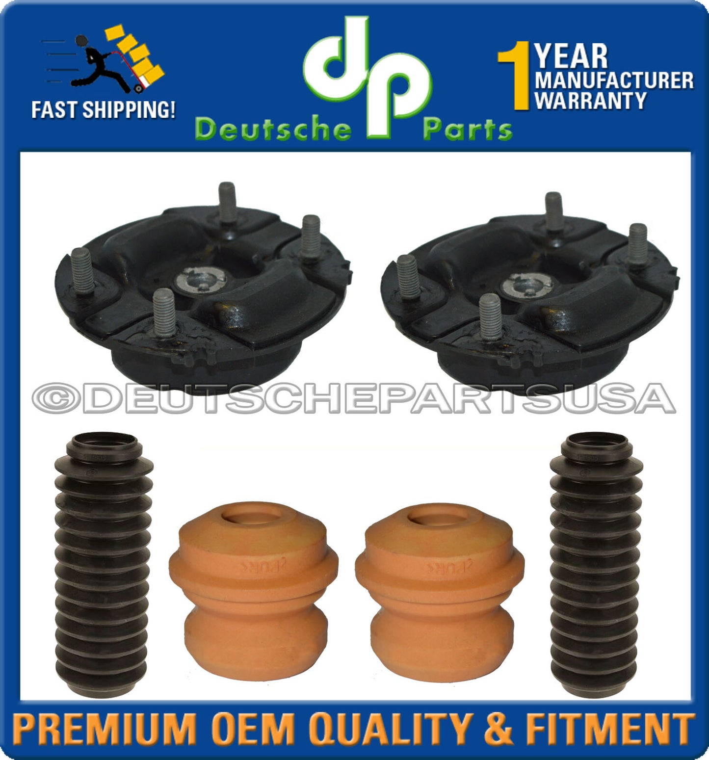 Porsche 911 993 Front Rear Upper Shock Strut Flange Mount Bearing Bump Stop SET