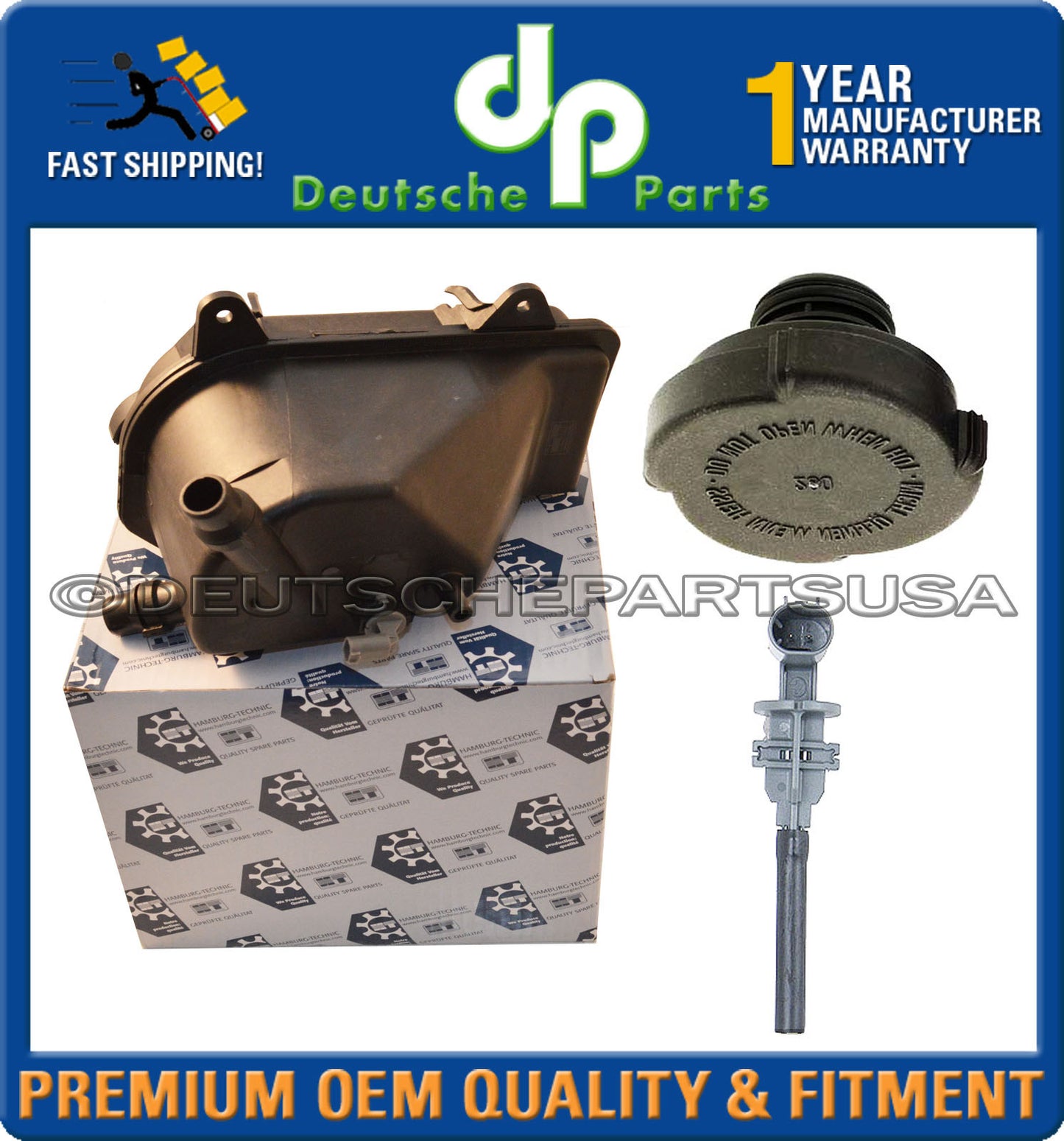 BMW E53 Z3 X5 WATER COOLANT RESERVOIR EXPANSION TANK + Cap + Sensor 17107514964