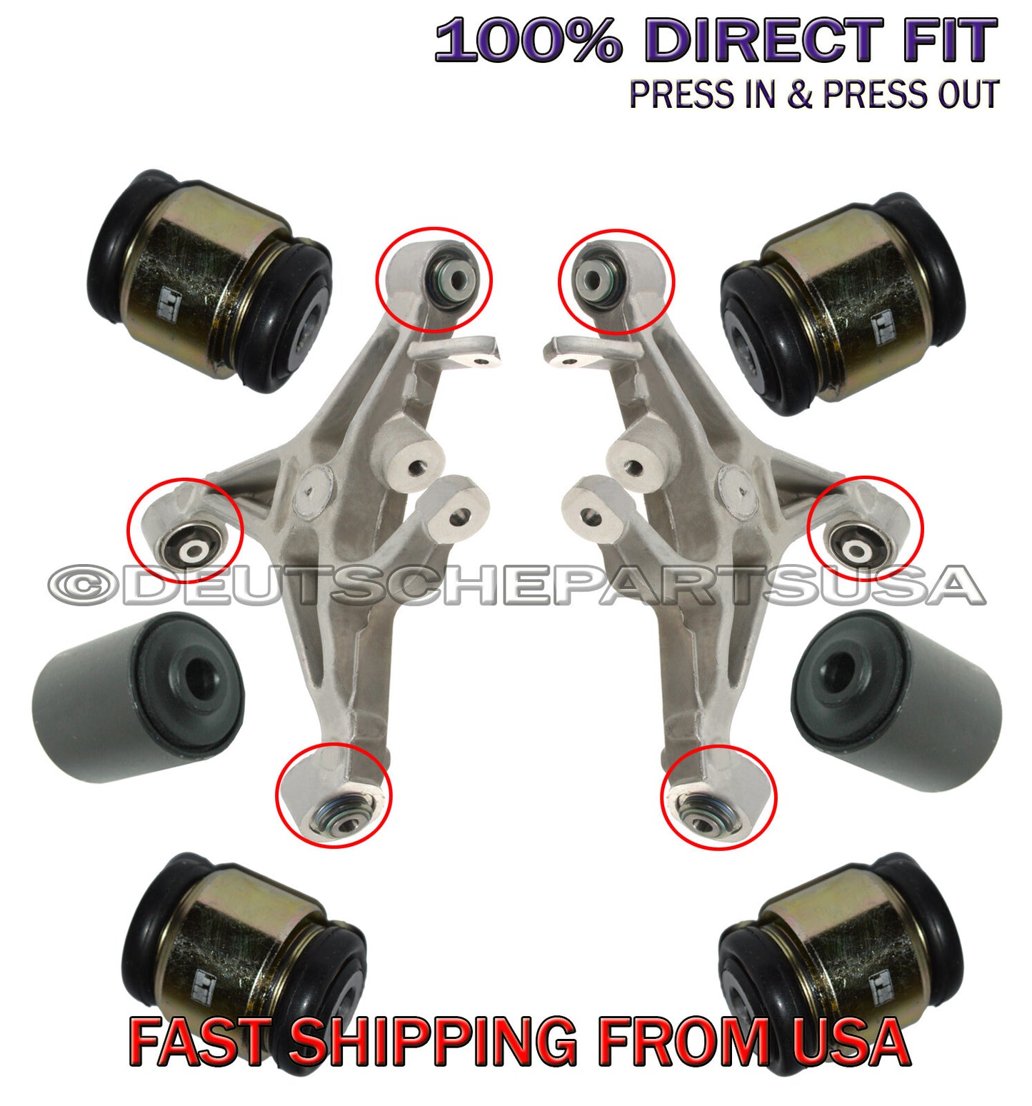 JAGUAR XJ Rear Lower Control Arm Fluid Hydrabushings LEFT + RIGHT SET 6