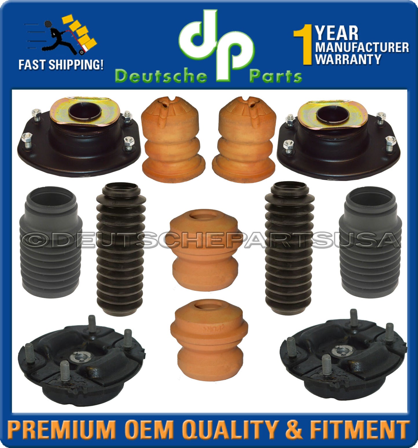 Porsche 911 993 Front Rear Upper Shock Strut Flange Mount Bearing Bump Stop SET