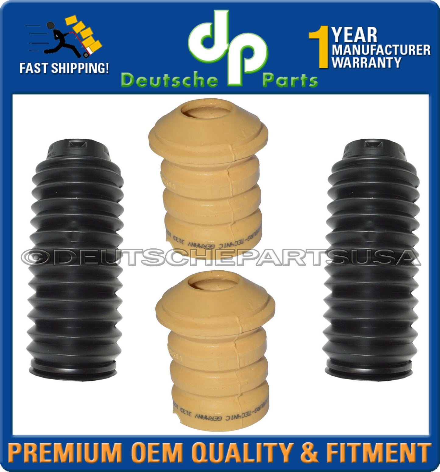 For BMW E53 X5 Front Suspension Strut Bumper Boots 31331096298 31331096309 Set 4