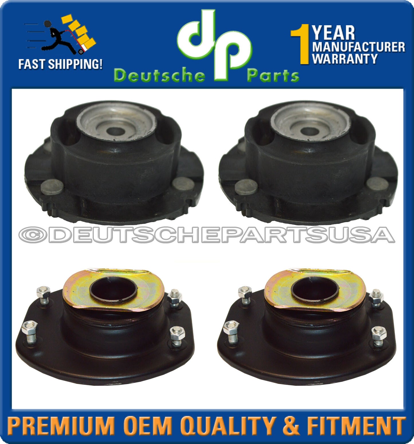 Porsche 911 993 Front + Rear Upper Shock Strut Flange Mount Mounts Bearing SET 4