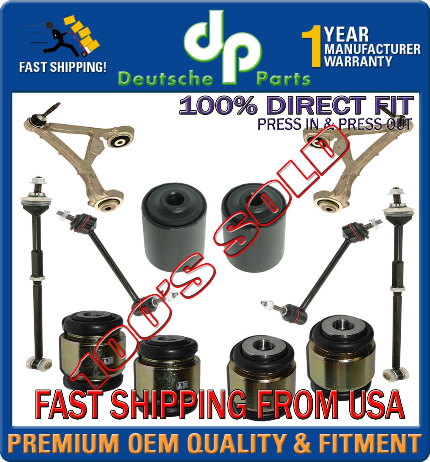 JAGUAR XF REAR Upper + LOWER CONTROL ARM BALL JOINT TOE LINK TIE ROD SET 12