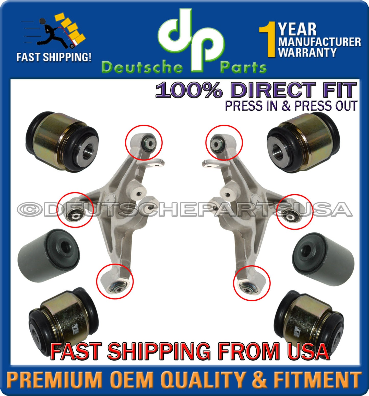 JAGUAR XK XKR Rear Lower Control Arm Fluid Hydrabush HYDRA bushings SET 6