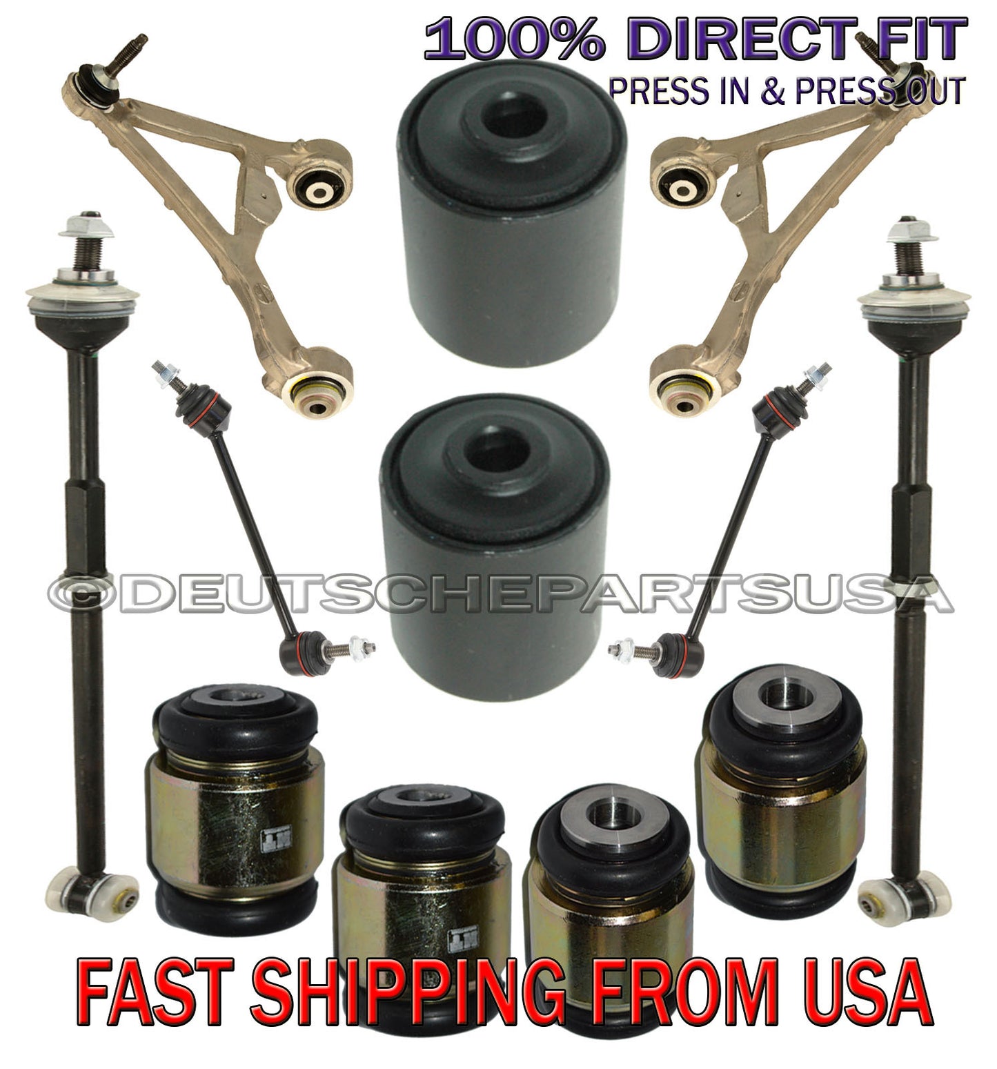 JAGUAR XF REAR Upper + LOWER CONTROL ARM BALL JOINT TOE LINK TIE ROD SET 12
