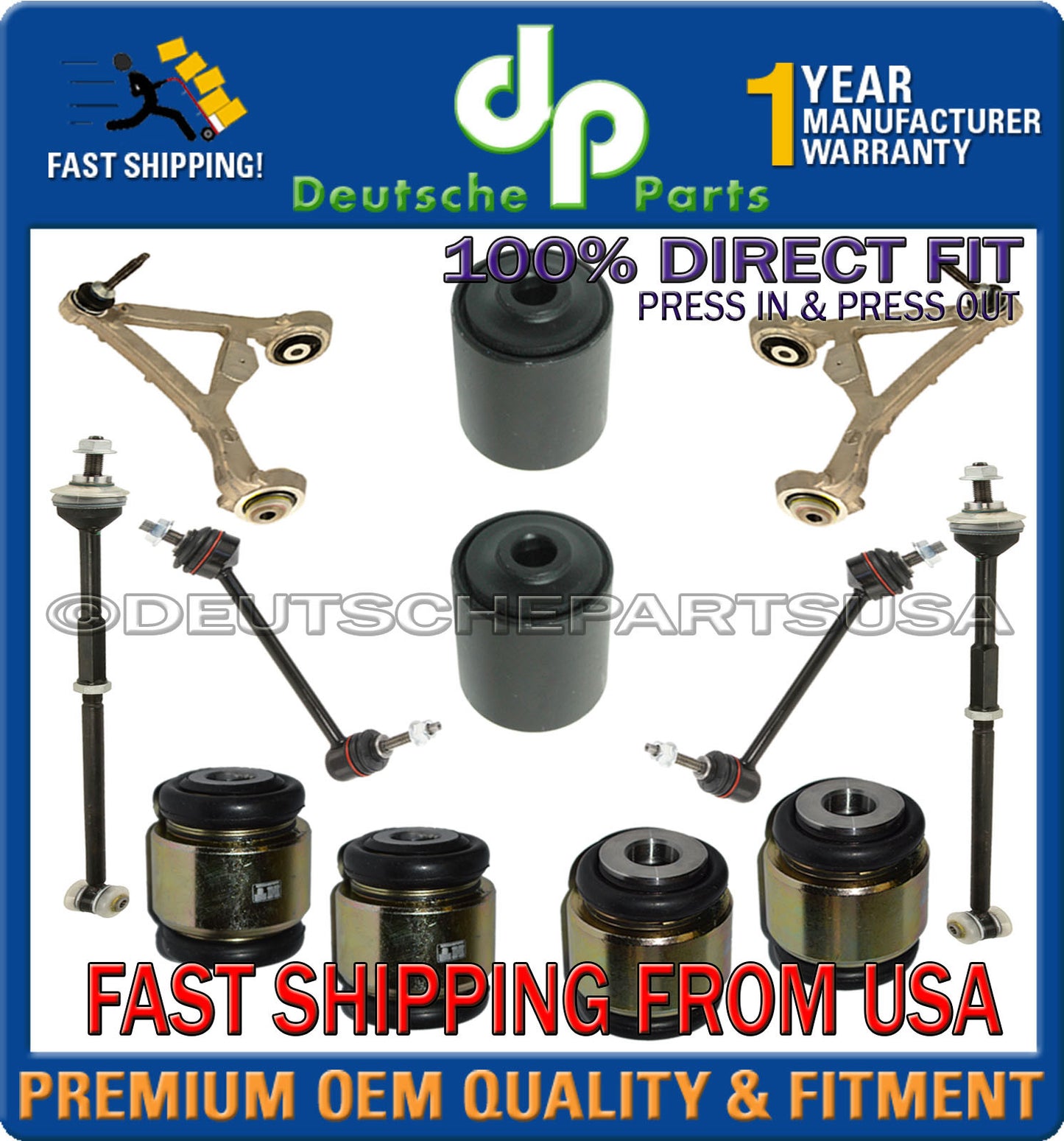 JAGUAR XK XKR REAR Upper + LOWER CONTROL ARM BALL JOINT TOE LINK TIE ROD SET 12