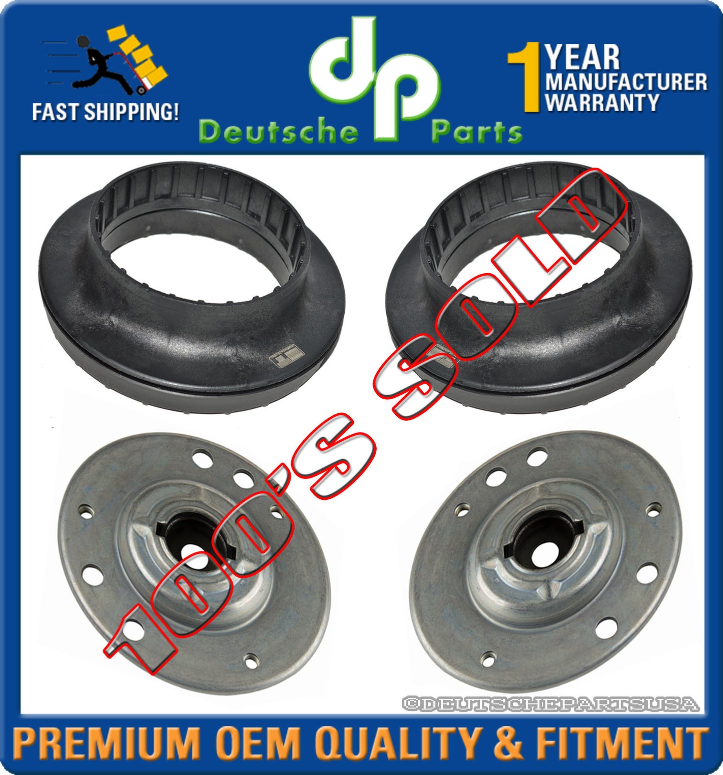 Saab 9-3 Front Shock Strut Mount Mounts + Bearing Bearings LH+ RH 13188763 SET 4