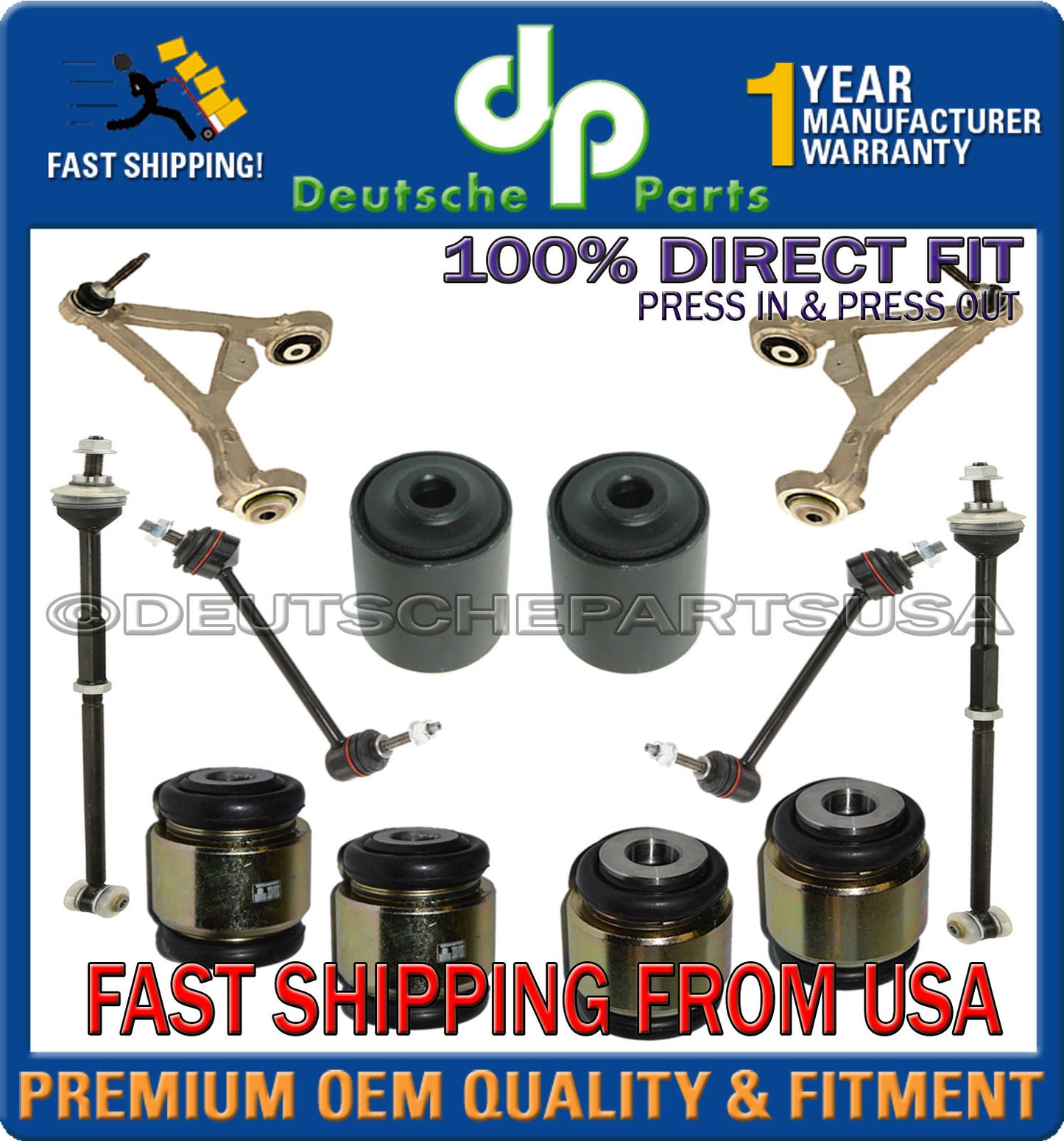 JAGUAR XF REAR Upper + LOWER CONTROL ARM BALL JOINT TOE LINK TIE ROD SET 12