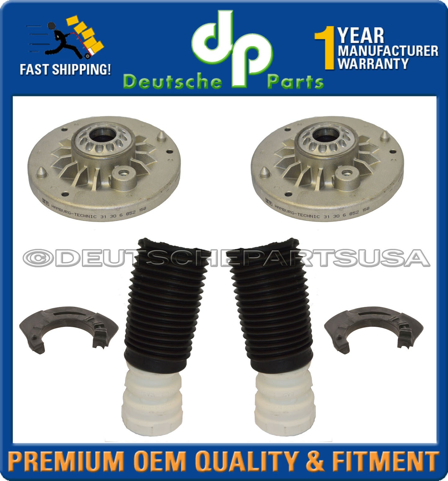 Front Strut Shock Mount Bearing Bump Stop Dust Boot fr BMW F25 F26 X3 X4 Set 10
