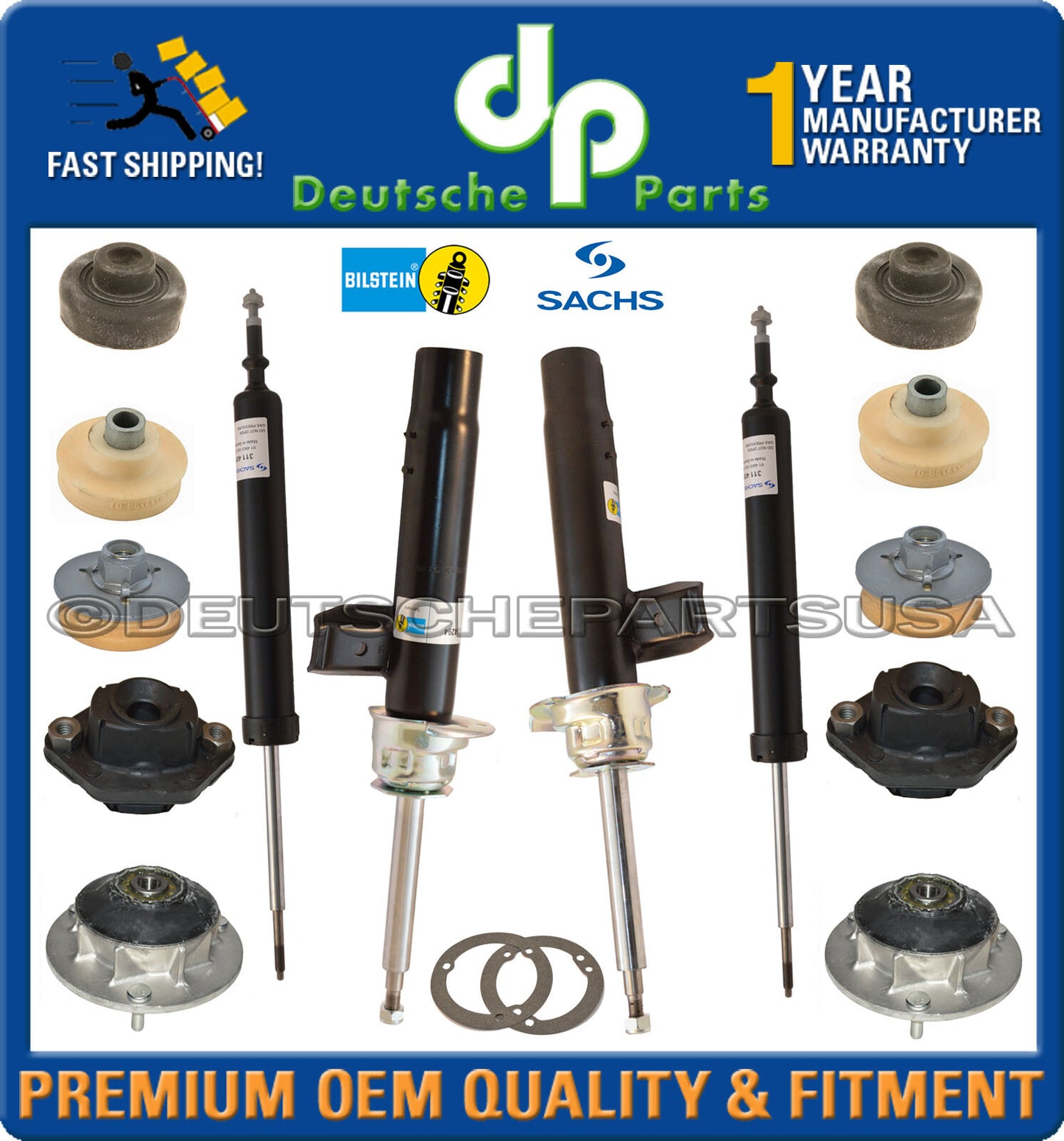 For BMW E90 3-Series Struts Shocks Upper Lower Mount Suspension Kit BILSTEIN OEM