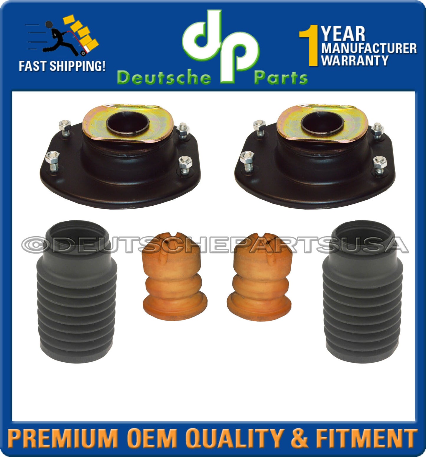 Porsche 911 993 Front Rear Upper Shock Strut Flange Mount Bearing Bump Stop SET