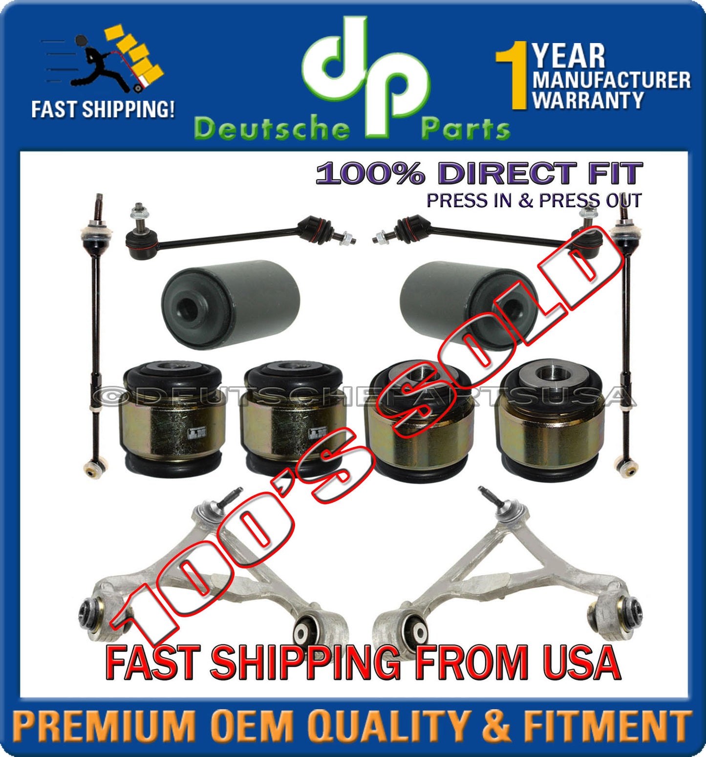 JAGUAR S-TYPE REAR CONTROL ARMS BALL JOINT TIE ROD HYDRABUSHES SUSPENSION KIT 12