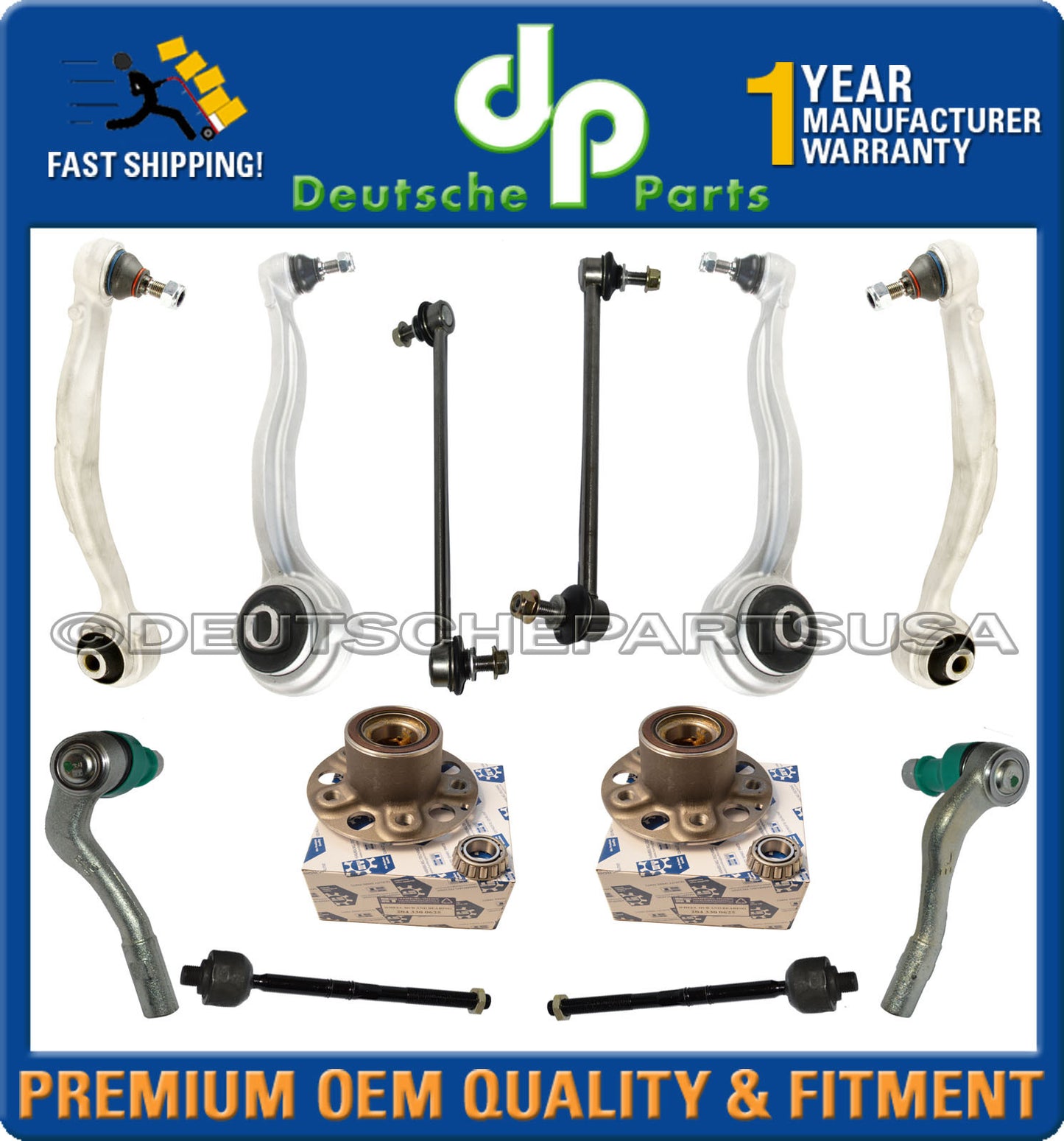 Mercedes W204 FRONT CONTROL ARMS BALL JOINTS Wheel Hub Bearing SUSPENSION KIT