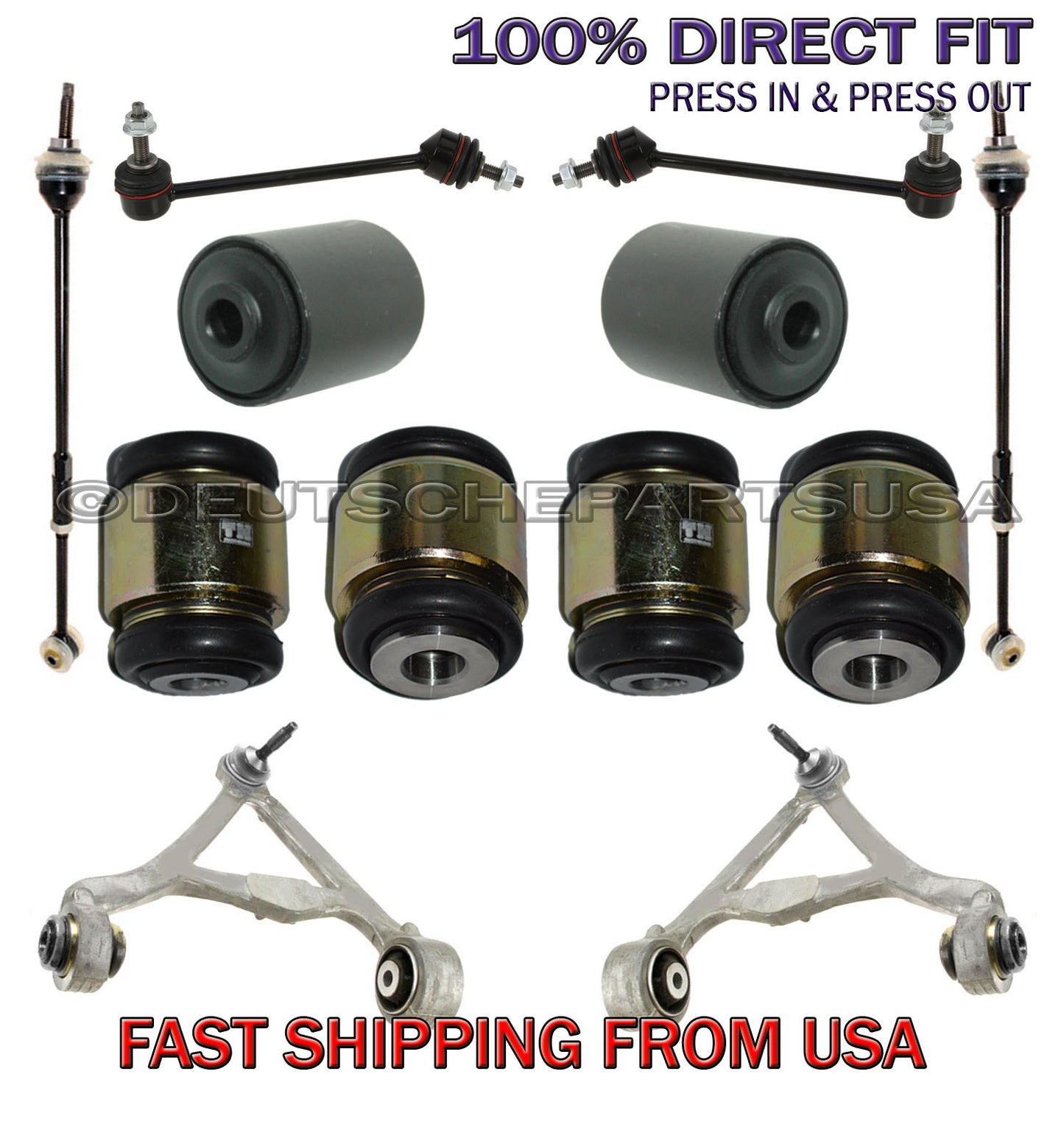 JAGUAR SUPER V8 REAR CONTROL ARMS BALL JOINT TIE ROD BUSHING SUSPENSION KIT 12