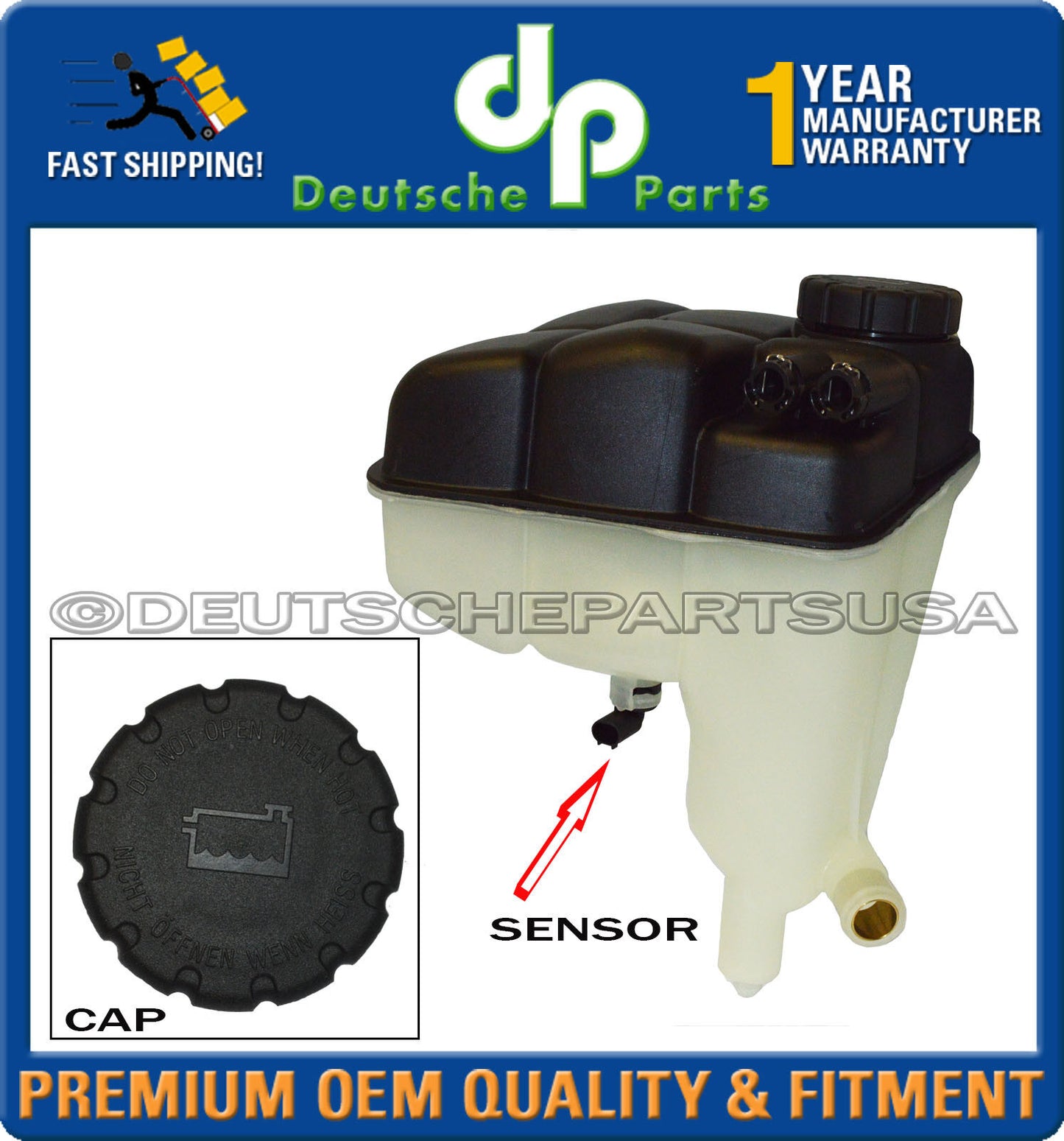 Mercedes-Benz R230 SL Coolant Expansion Tank + Cap + Sensor 2305000249 Set