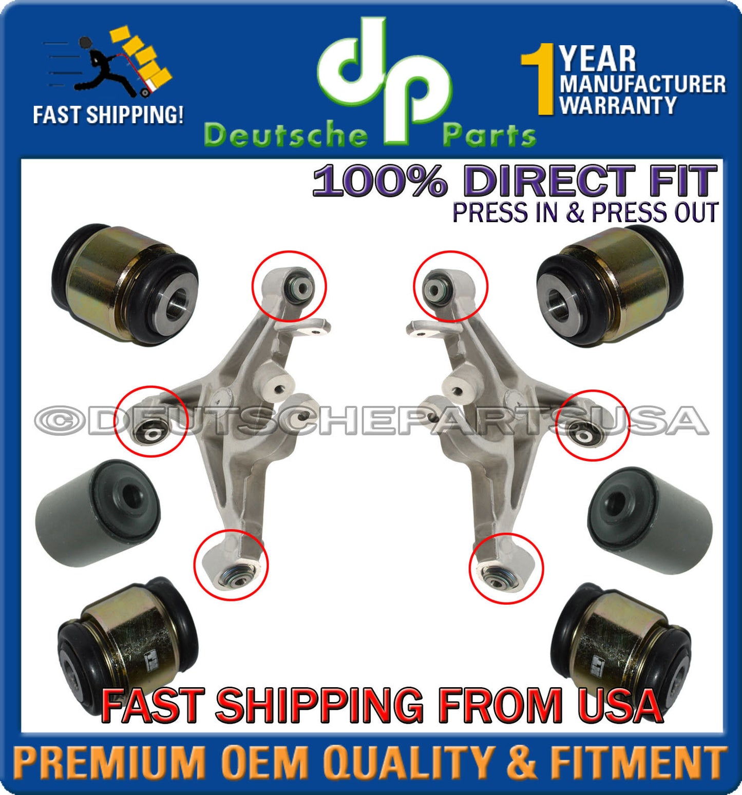 JAGUAR XK XKR Rear Lower Control Arm Fluid Hydrabush HYDRA bushings SET 6