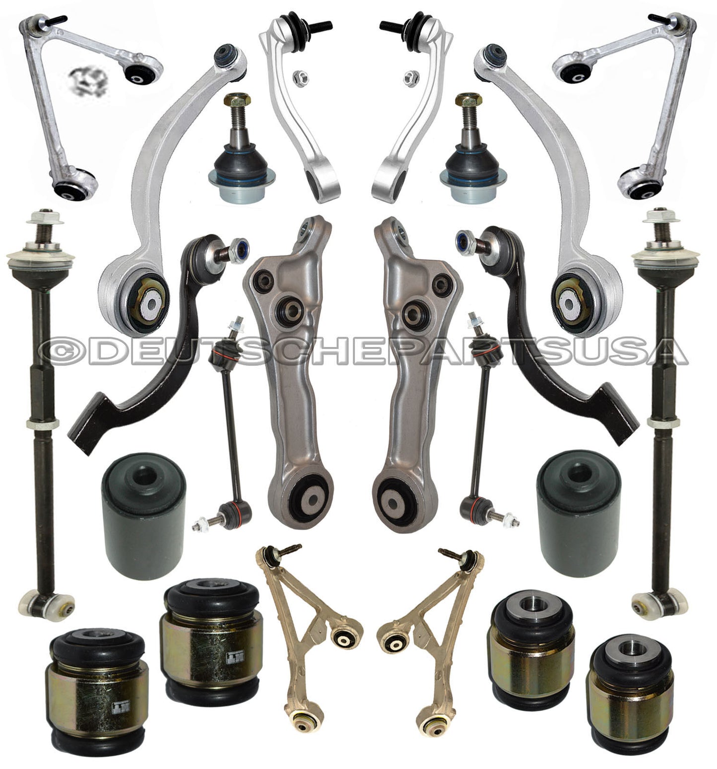 UPPER + LOWER CONTROL ARMS BALL JOINTS BUSHING TOE LINK TIE ROD JAGUAR XJ8 Set24