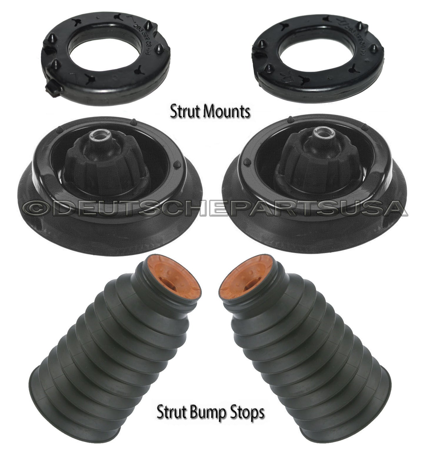 MERCEDES W203 FRONT STRUT MOUNTS + BUMP STOPS BOOT 2033200944 + 2033200273 SET 8