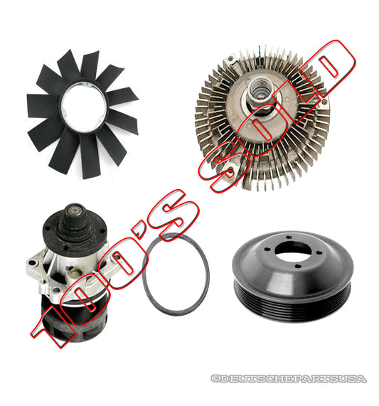 ALUMINUM WATER PUMP METAL PULLEY FAN BLADE HEAVY DUTY CLUTCH for BMW E36 SET 4