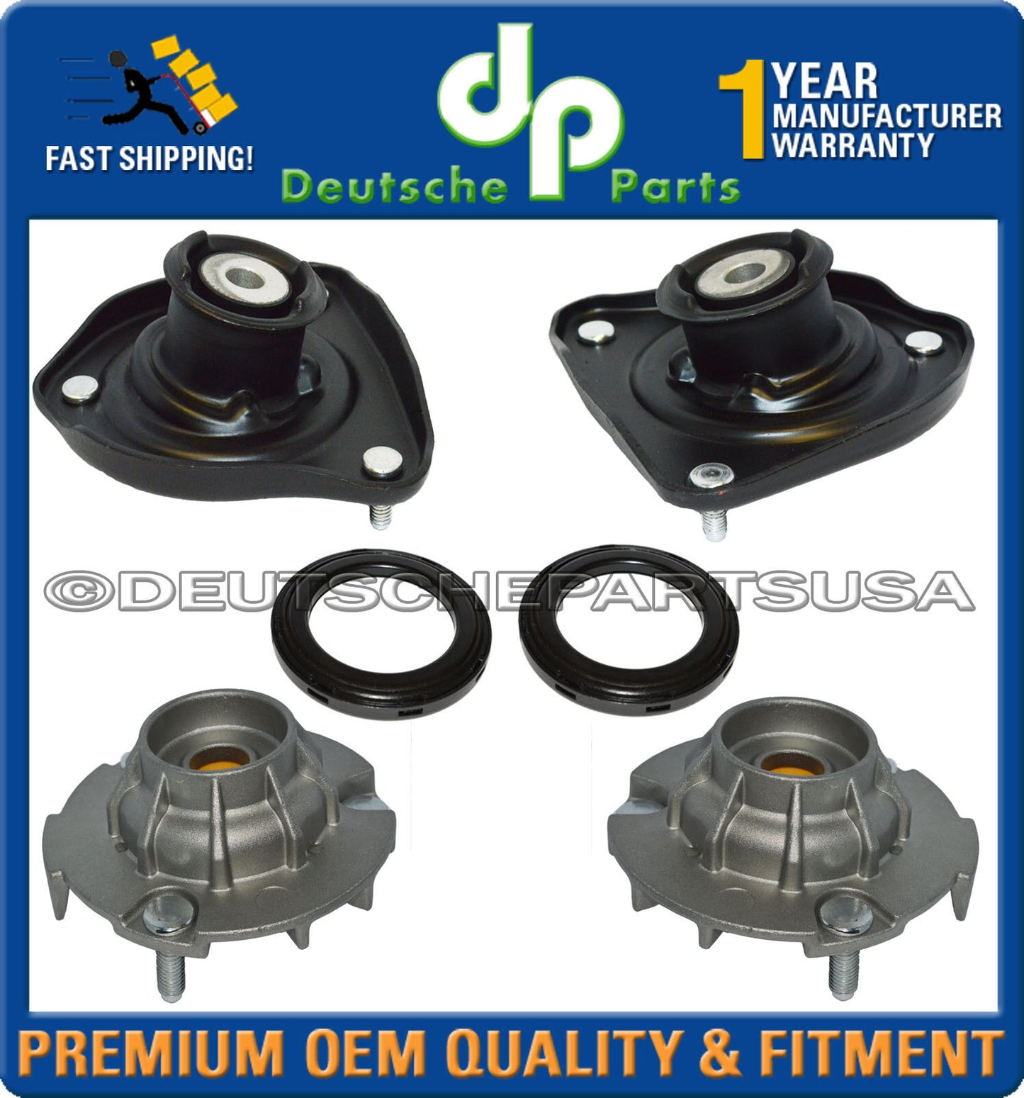 PORSCHE 997 911 C4 FRONT Rear Upper Suspension Strut Shock Mount Mounts SET 6