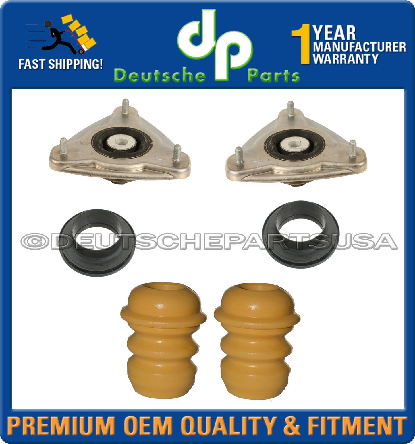 Porsche 911 996 986 987 Front Upper Strut Mounts + Bearings + Bump Stops Set 6