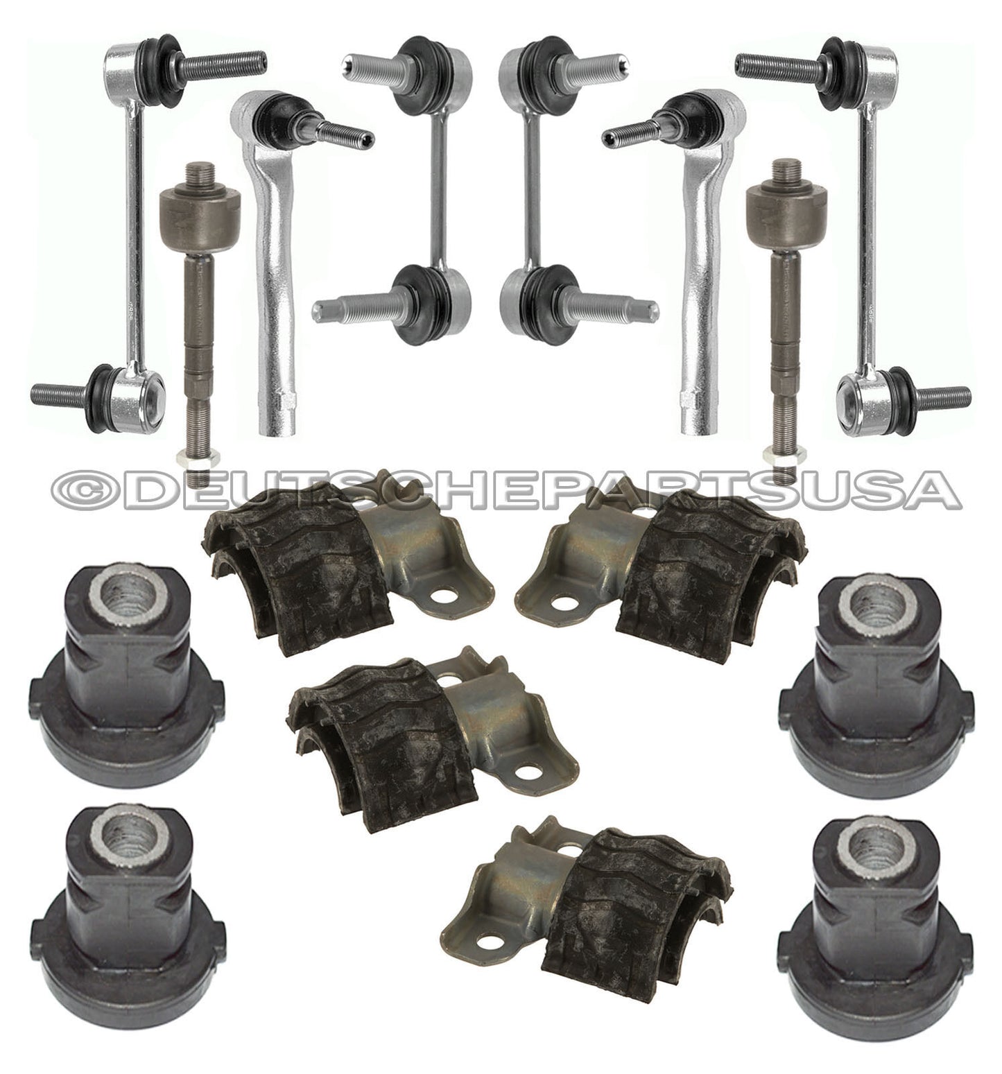 Mercedes W164 STEERING Tie Rods SWAY BAR LINKS + Rack Mount Bushing Boot Kit 18