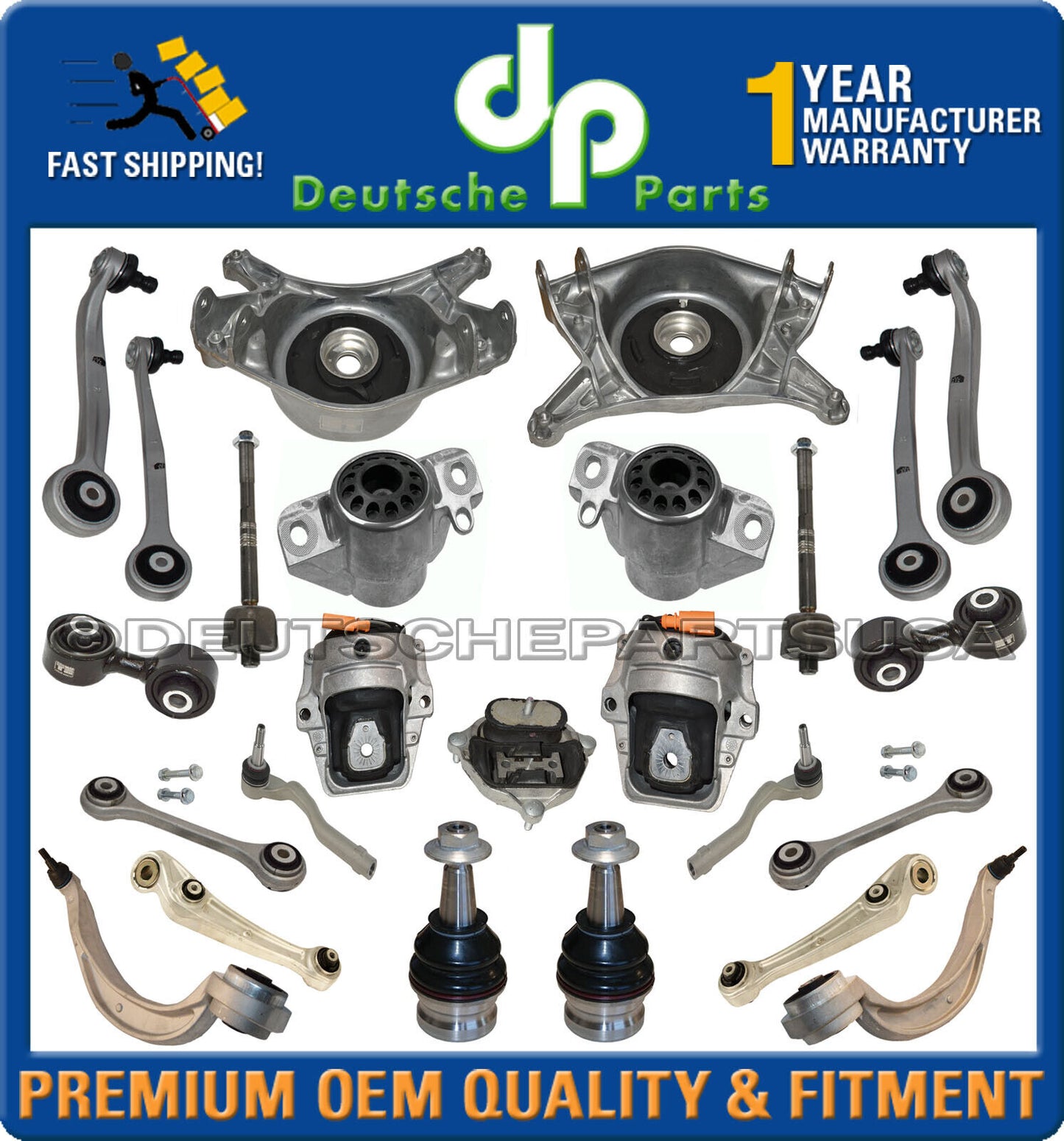 Porsche Macan UPPER LOWER Control Arm Ball Joint Tie Rod Motor Suspension Kit 25