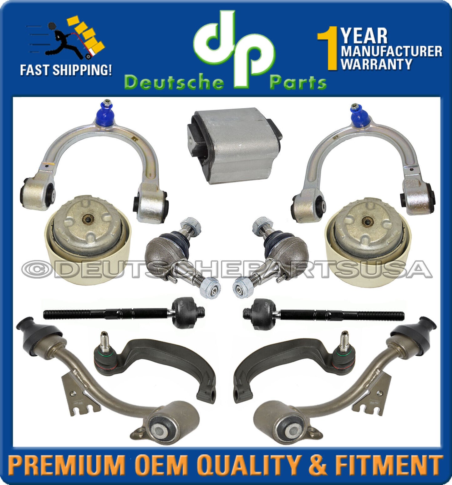 Mercedes W211 E500 Control Arm Ball Joints Sway Bar Tie Rod Suspension Kit 13