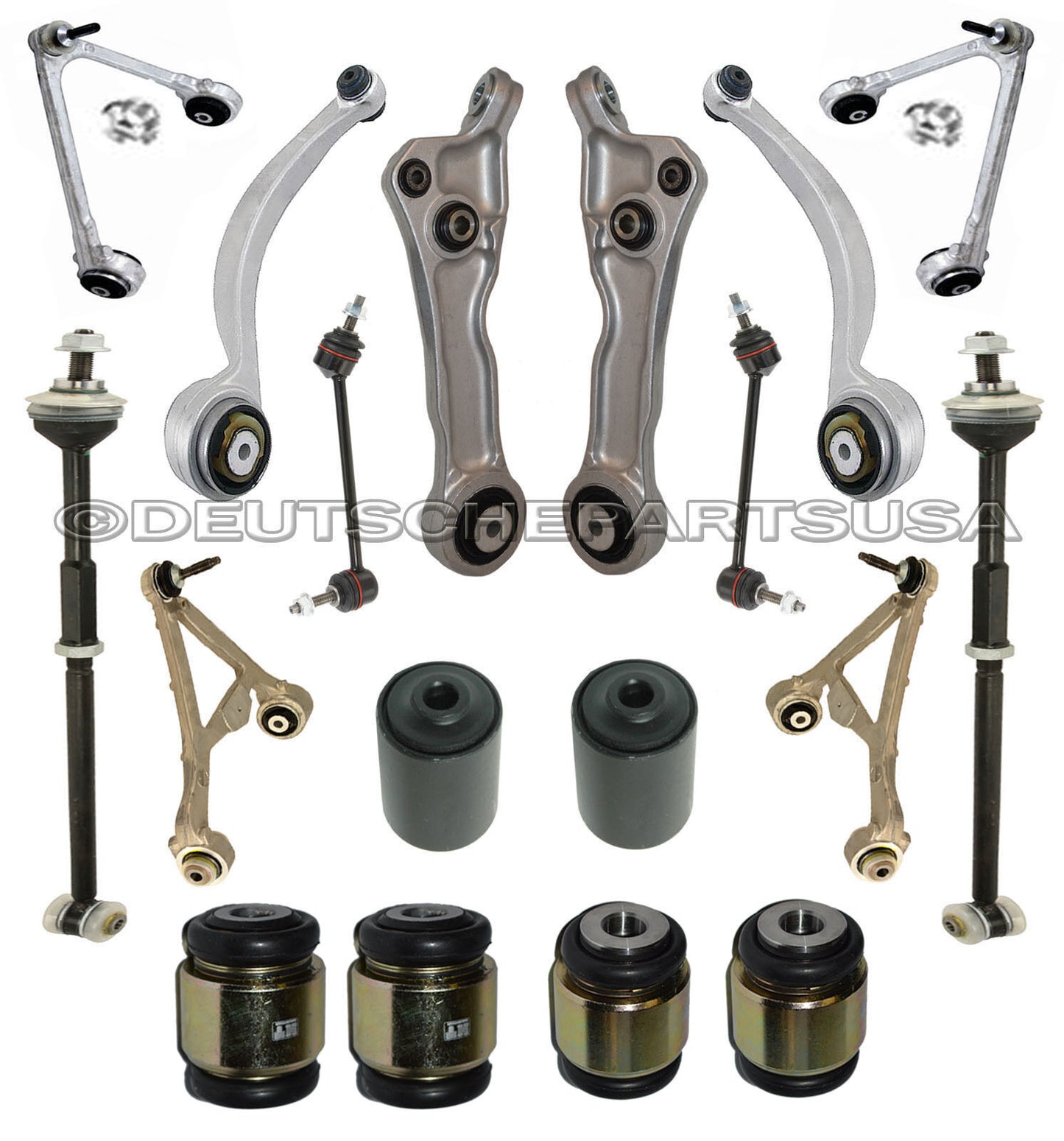 UPPER + LOWER CONTROL ARMS BALL JOINTS TOE LINK JAGUAR XK XKR SUSPENSION KIT 22