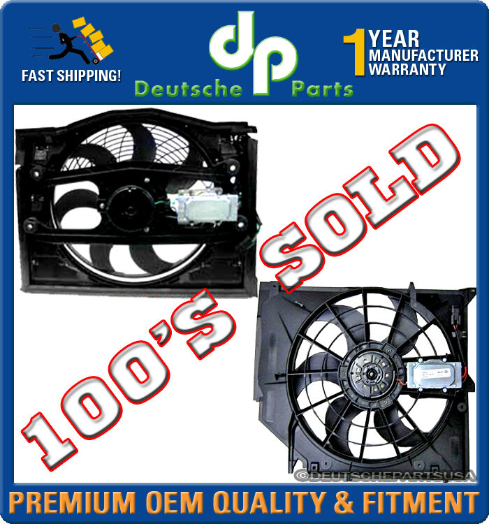 Pusher A/C Condenser Auxiliary Fans Motor Set 2 for BMW E46 320i 323i 325i 330i
