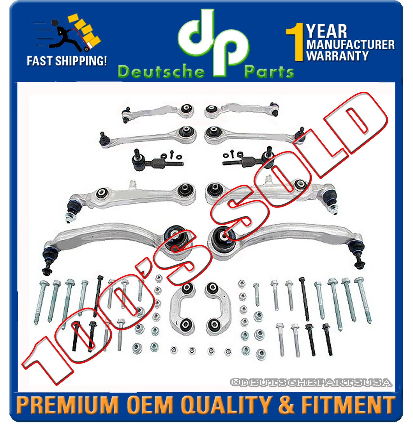 Audi A8 S8 QUATTRO Front Control Arm Ball Joint Tie Rod Kit 13 pc 4D0 498 510