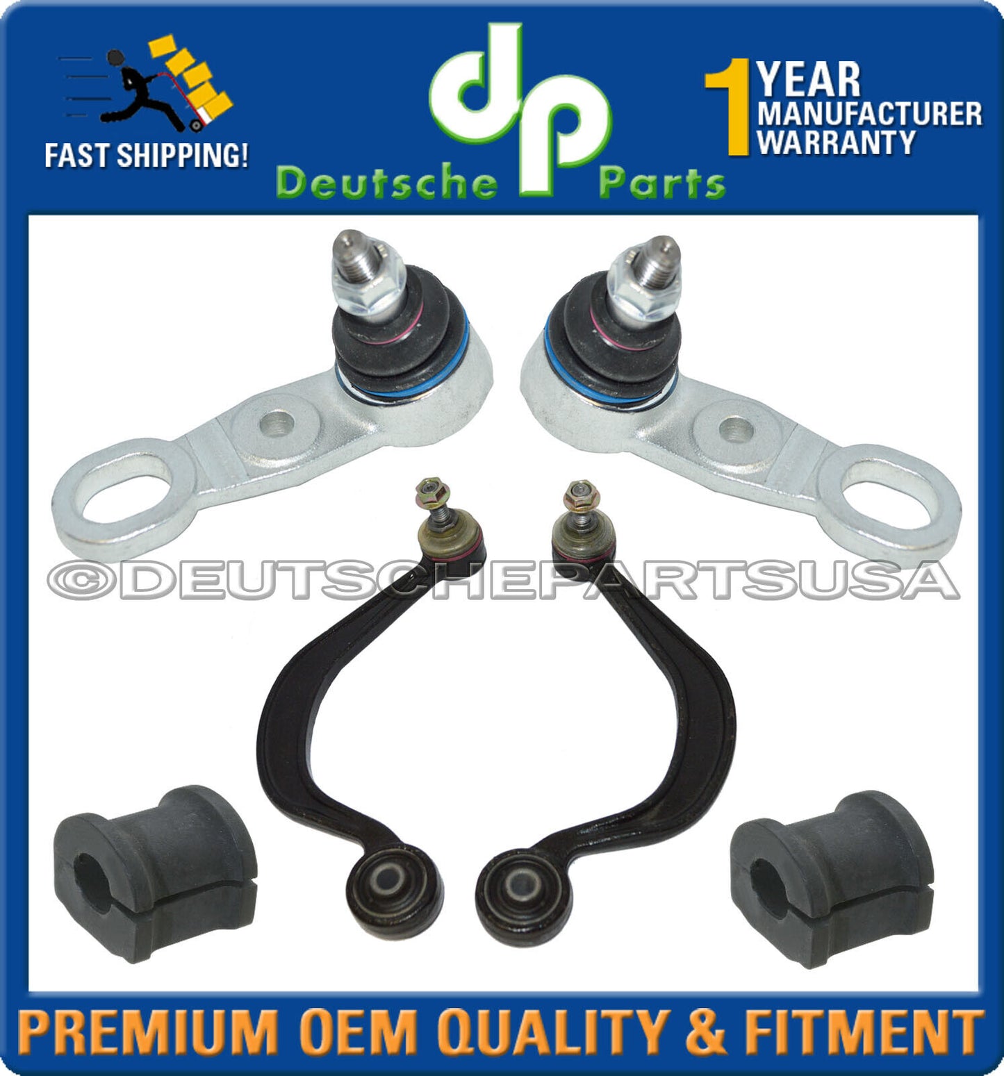 Porsche 911 964 FRONT CONTROL ARM BALL JOINTS SWAY BAR LINKS BUSHING L+R Set 6