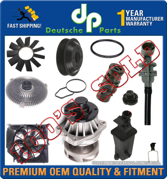 WATER PUMP PULLEY FAN BLADE MOTOR CLUTCH EXPANSION TANK THERMOSTAT for BMW E46