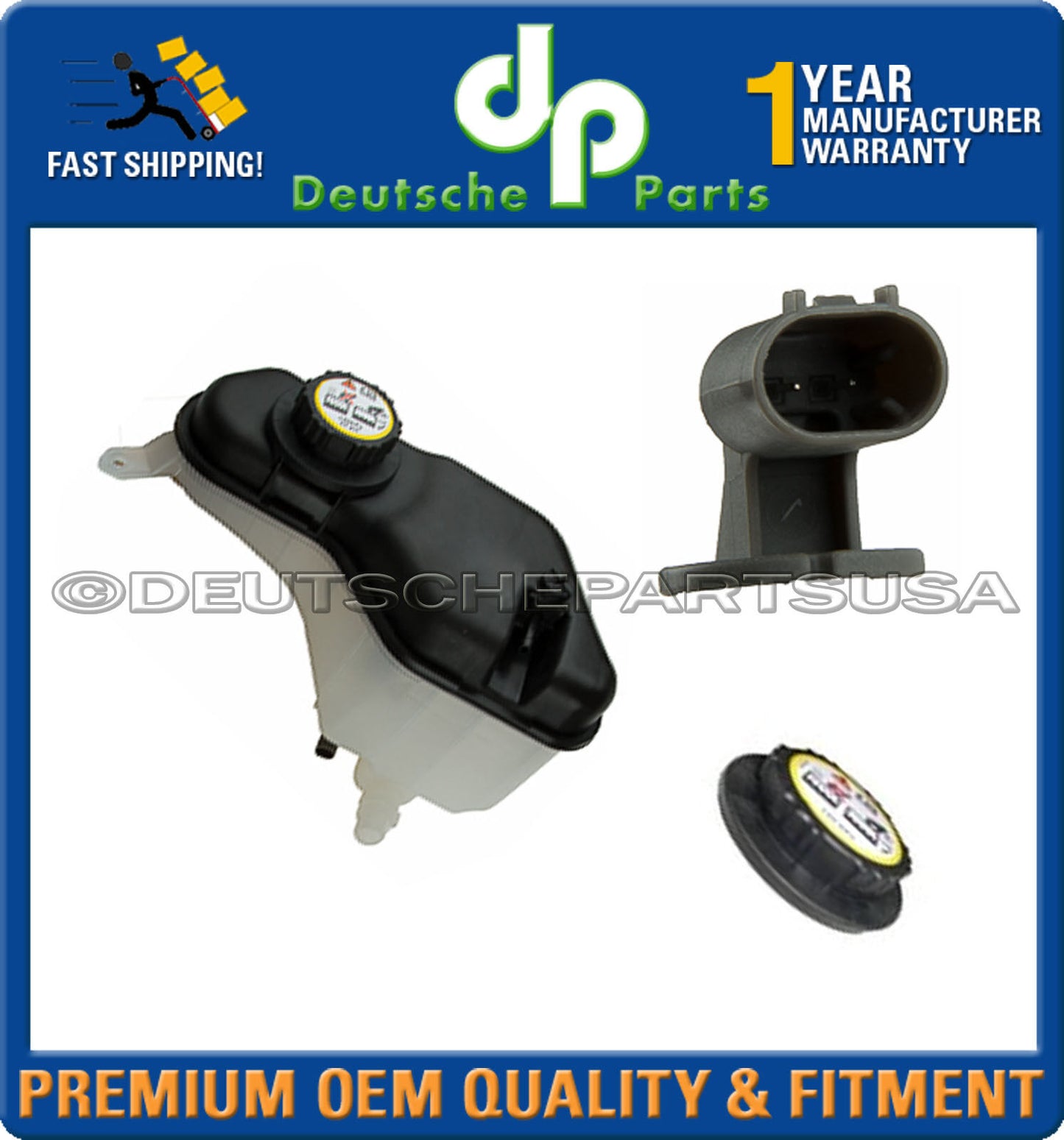 JAGUAR COOLANT EXPANSION RECOVERY RESERVOIR TANK + SENSOR + CAP C2Z13764 SET 3