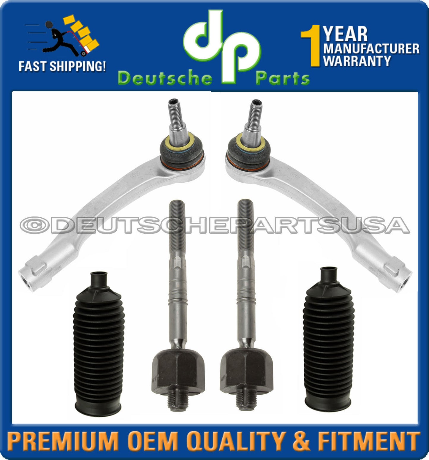 Porsche Panamera Front Upper Lower Control Arm Ball Joint Tie Rod Suspension Kit