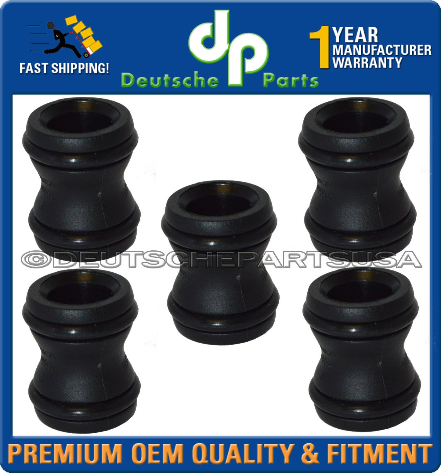 Audi VW Water Pump to Oil Cooler Coolant Pipe Connector 06H 121 131C Set of 5