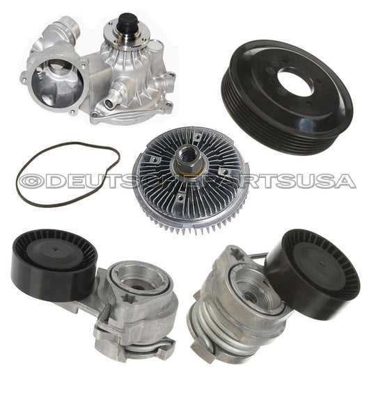 WATER PUMP ALUMINUM PULLEY BELT TENSIONERS FAN CLUTCH for BMW 7 E65 E66 SET 6